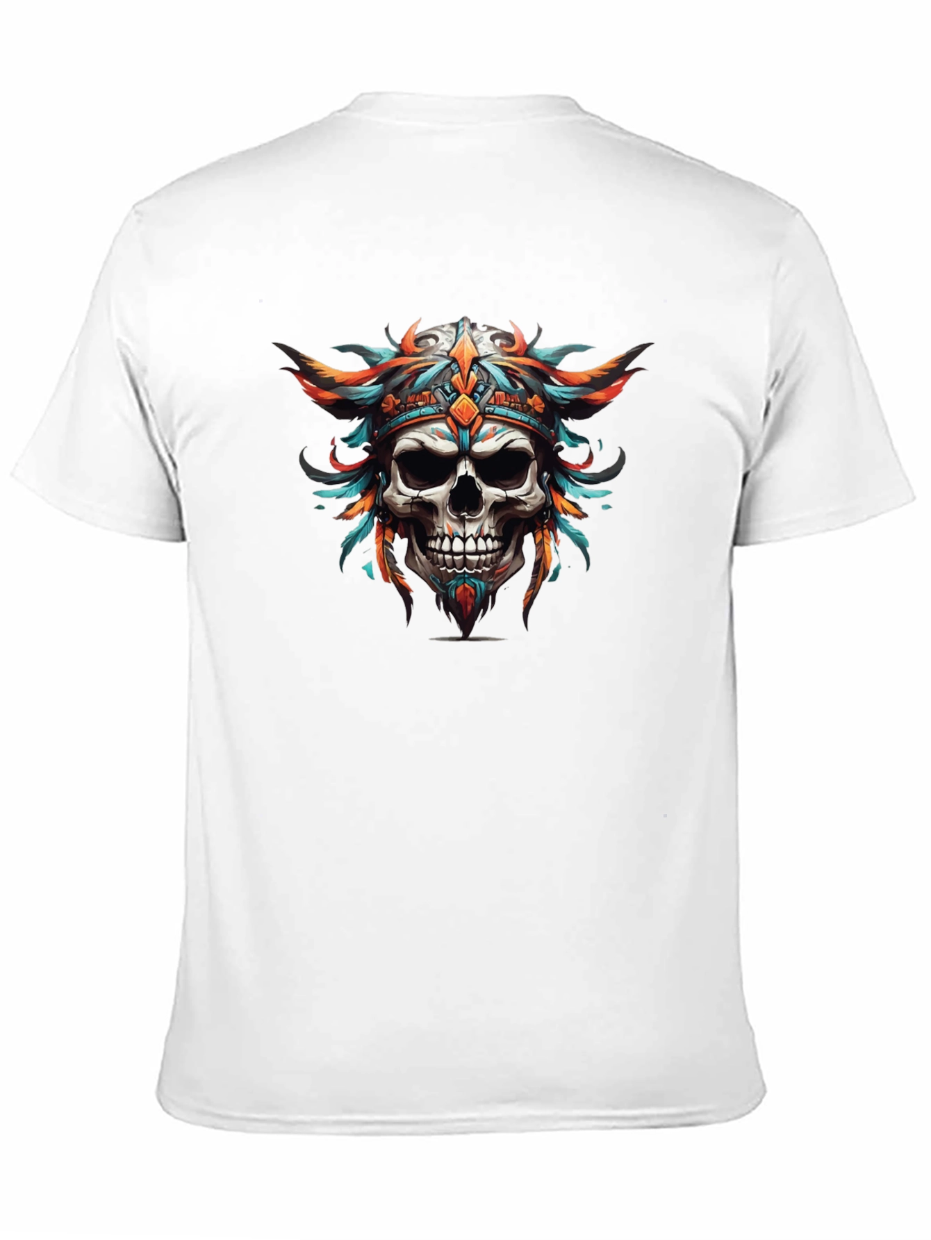 Skull Headdress Graphic Print Black T-Shirt
