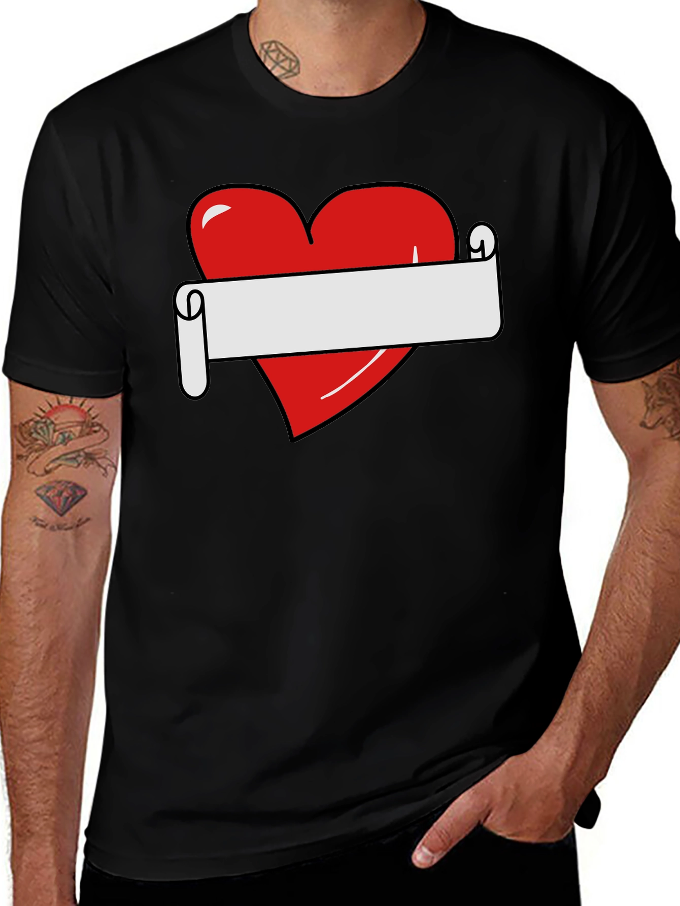 Heart Scroll Graphic Tee - Black