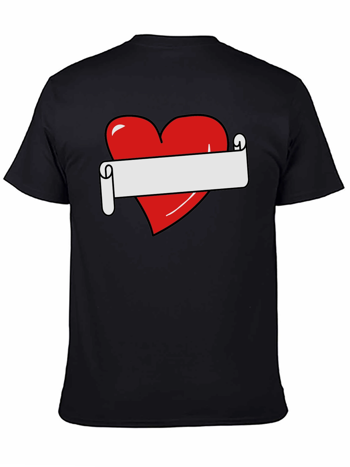 Heart Scroll Graphic Tee - Black