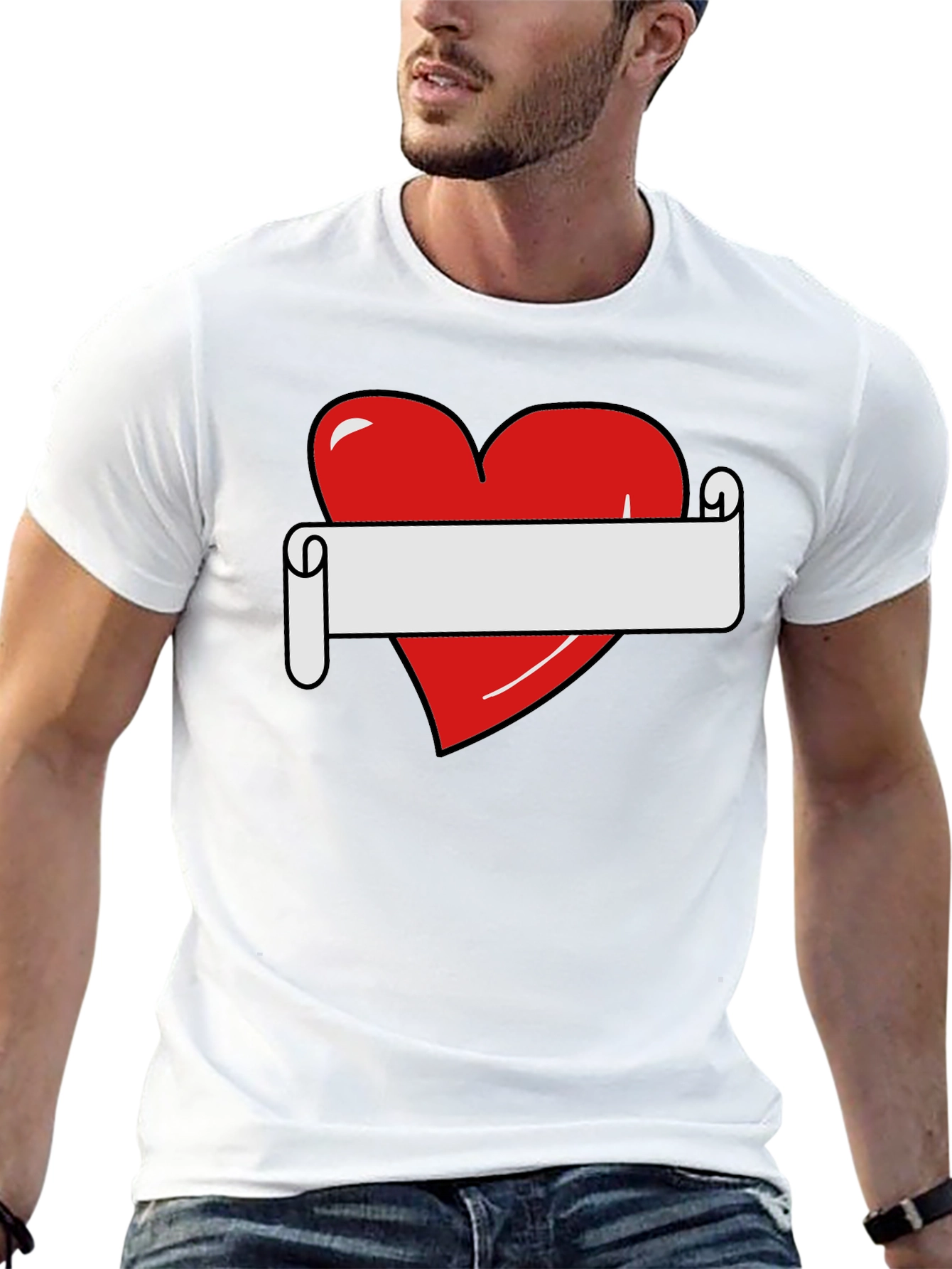 Heart Scroll Graphic Tee - Black