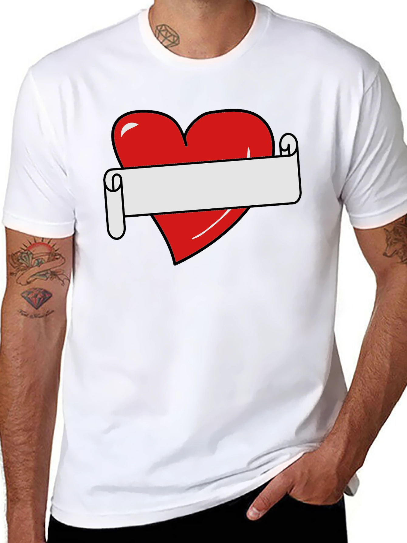 Heart Scroll Graphic Tee - Black