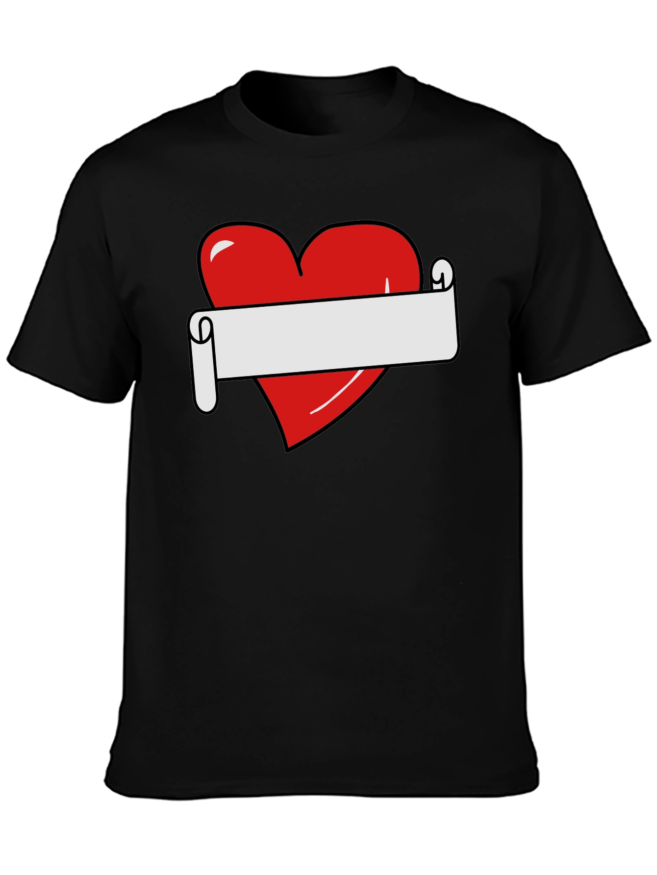 Heart Scroll Graphic Tee - Black