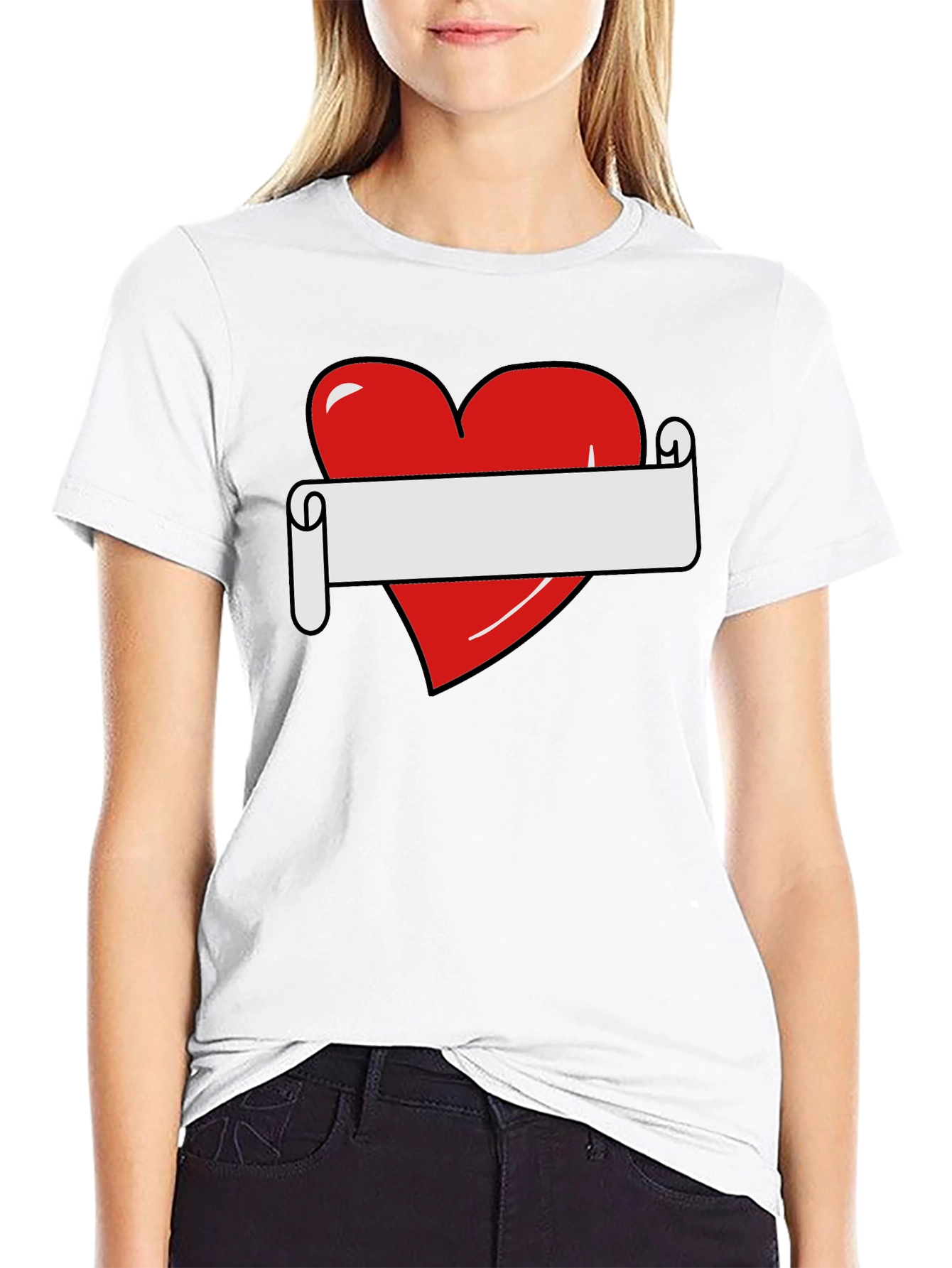 Heart Scroll Graphic Tee - Black