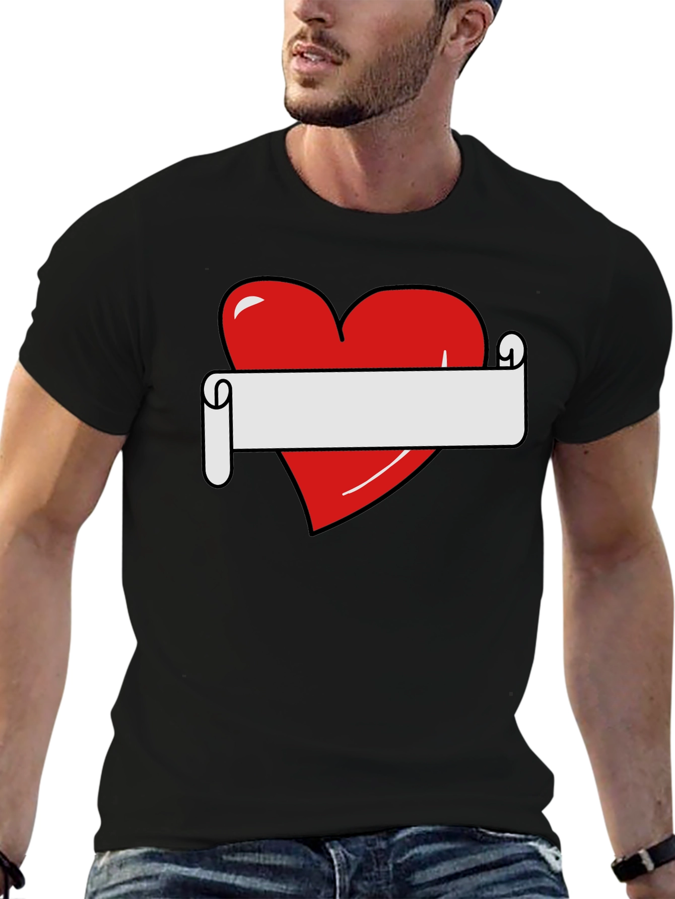 Heart Scroll Graphic Tee - Black