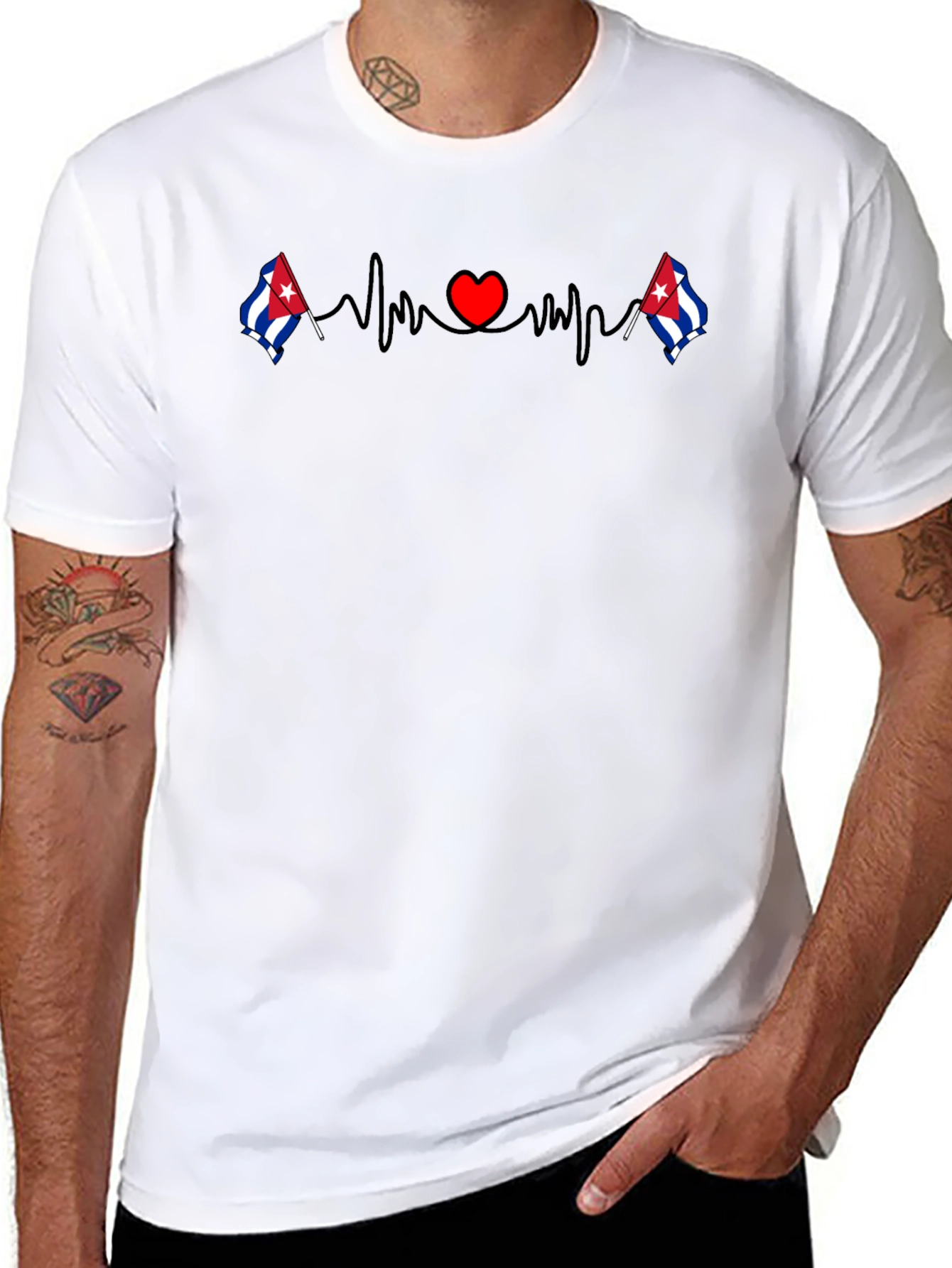 Cuban Heartbeat T-Shirt Cuba Flag Tee