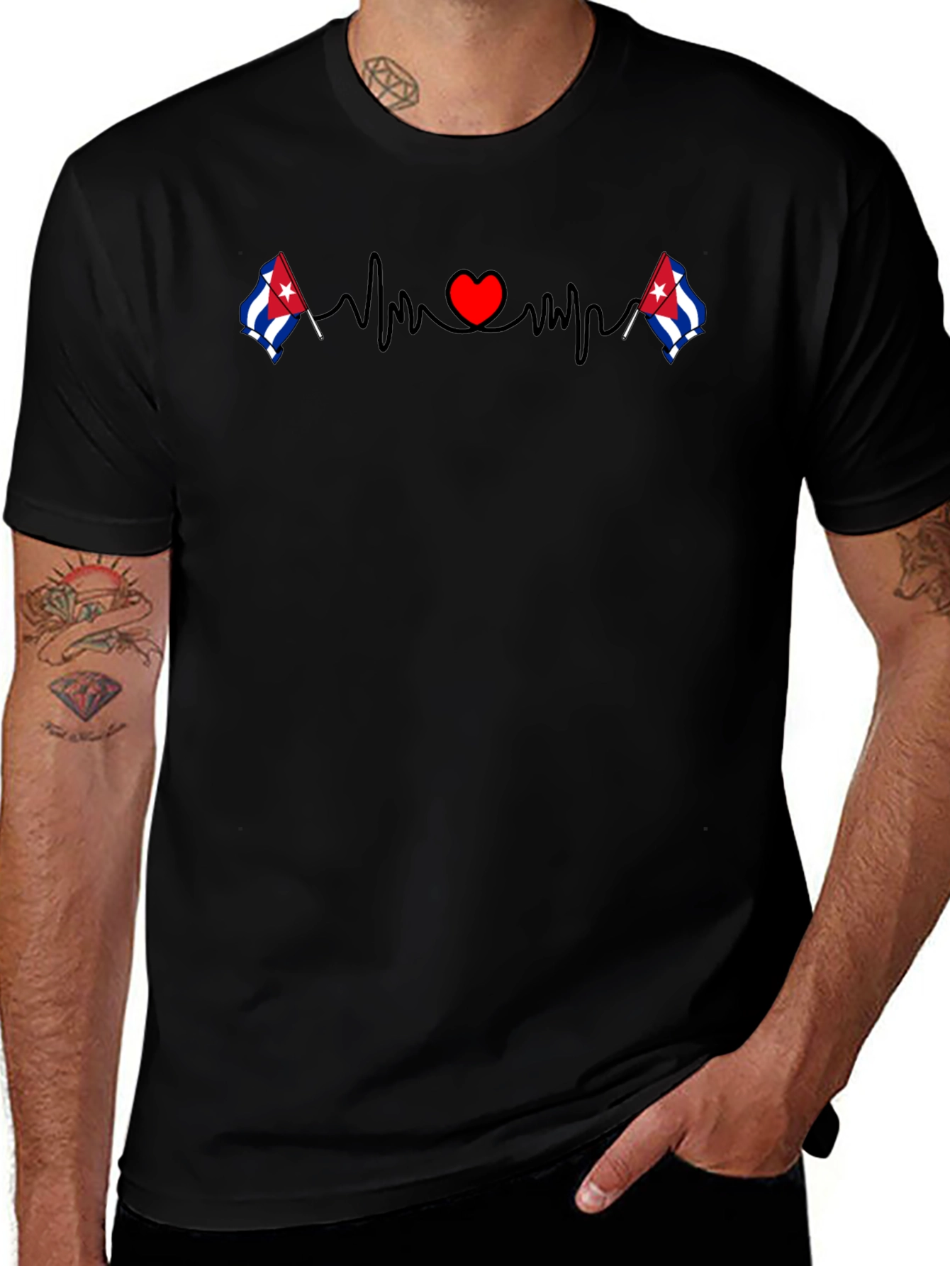 Cuban Heartbeat T-Shirt Cuba Flag Tee