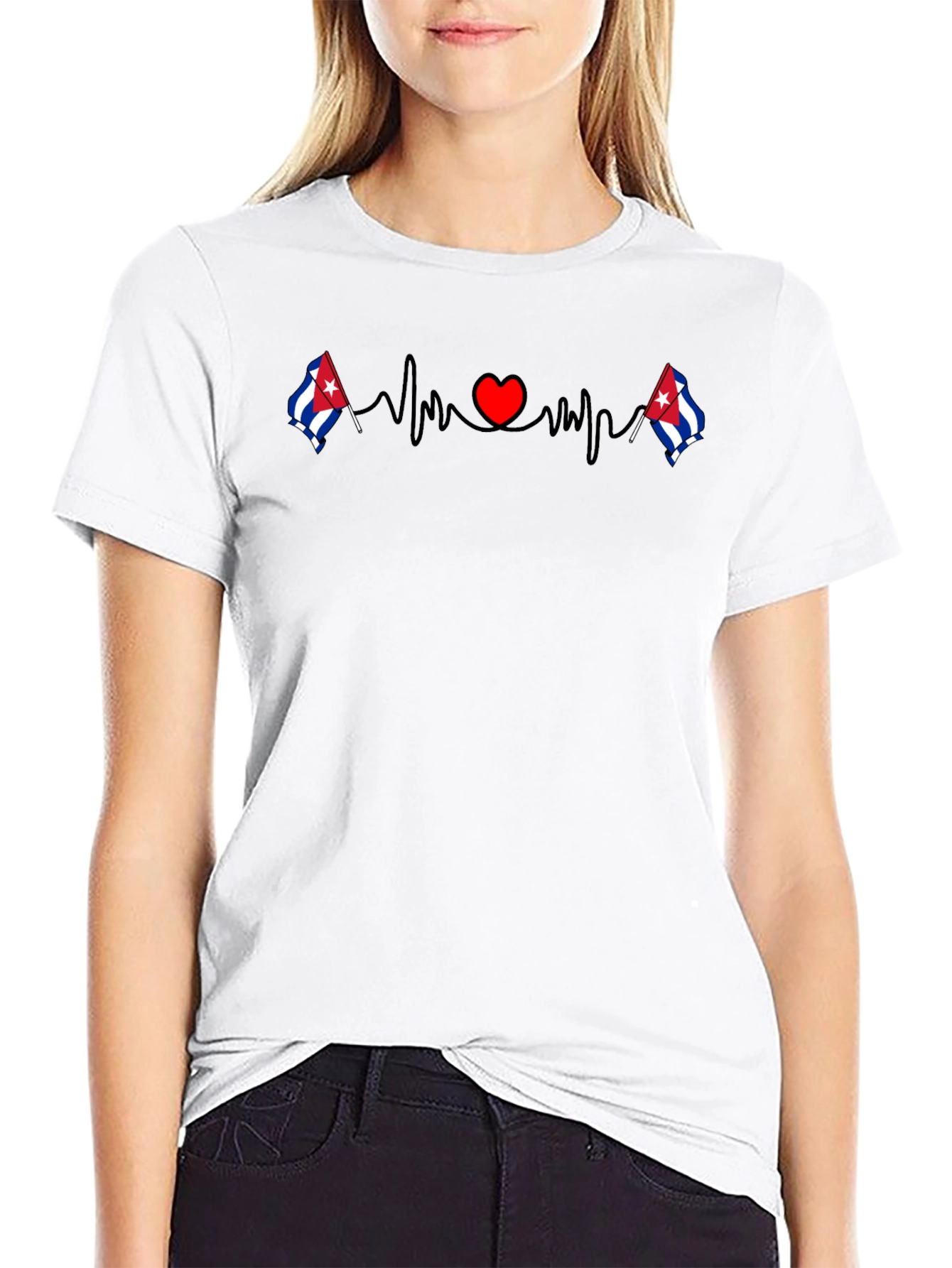 Cuban Heartbeat T-Shirt Cuba Flag Tee