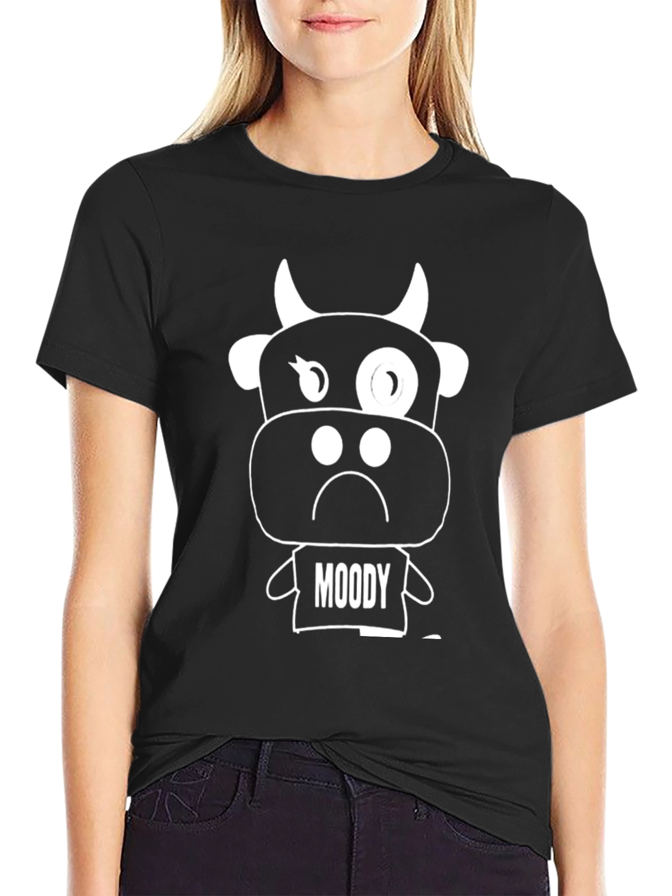 Moody Cow Graphic Tee - Black