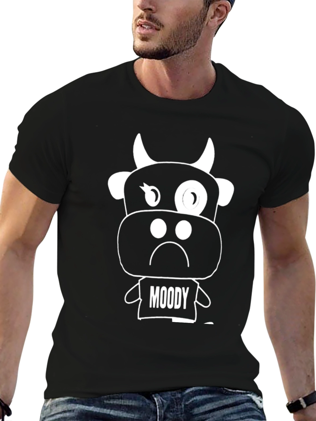 Moody Cow Graphic Tee - Black