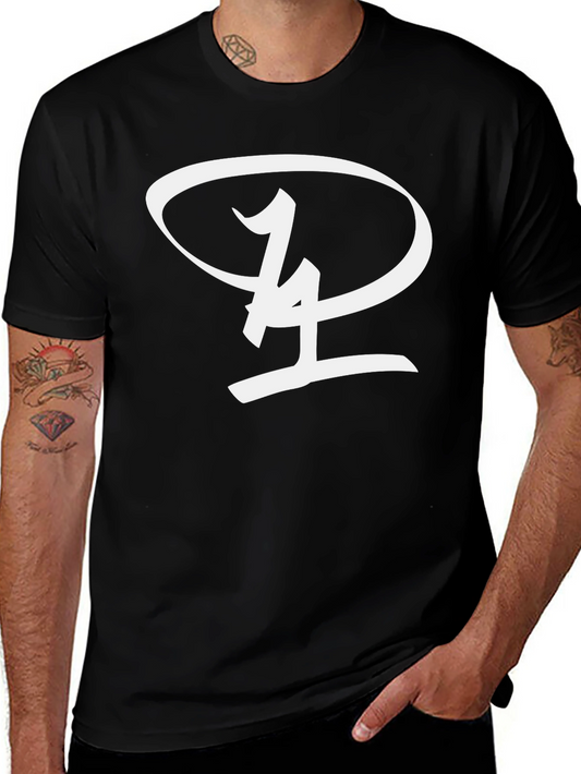 Black T-Shirt with Unique Oval Logo