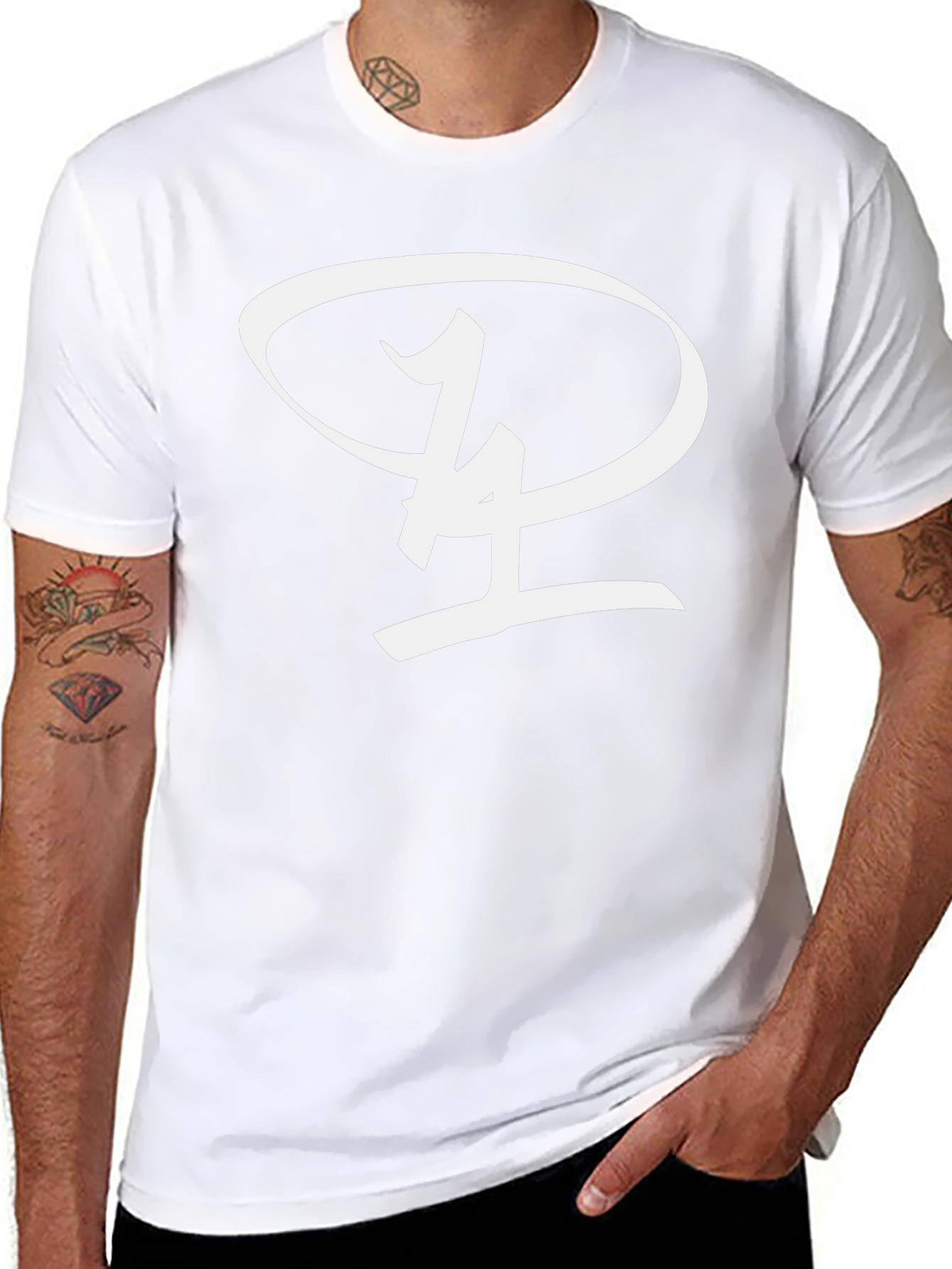 Black T-Shirt with Unique Oval Logo
