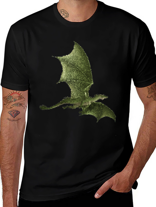 Mens Black Dragon Print Tee