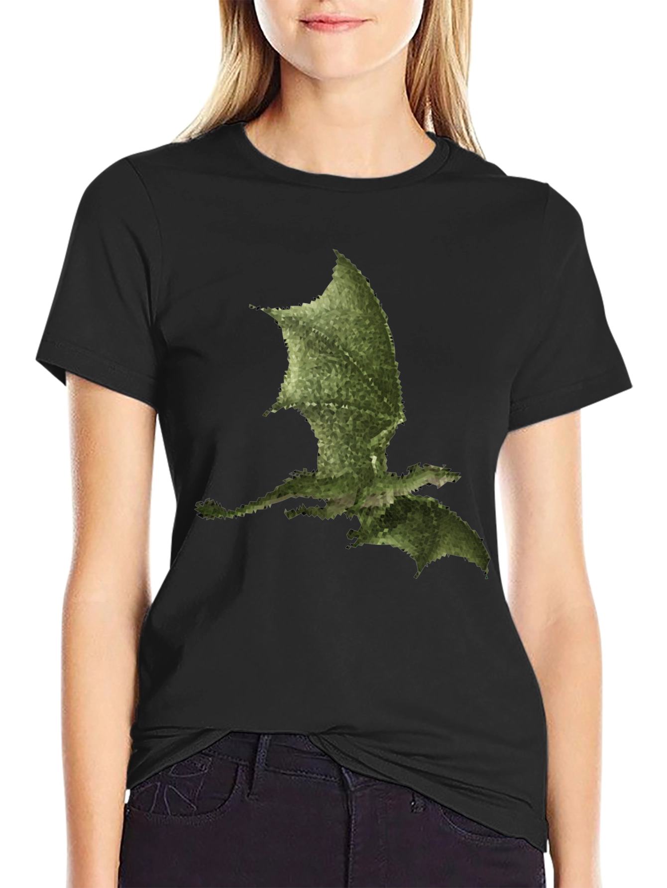 Mens Black Dragon Print Tee