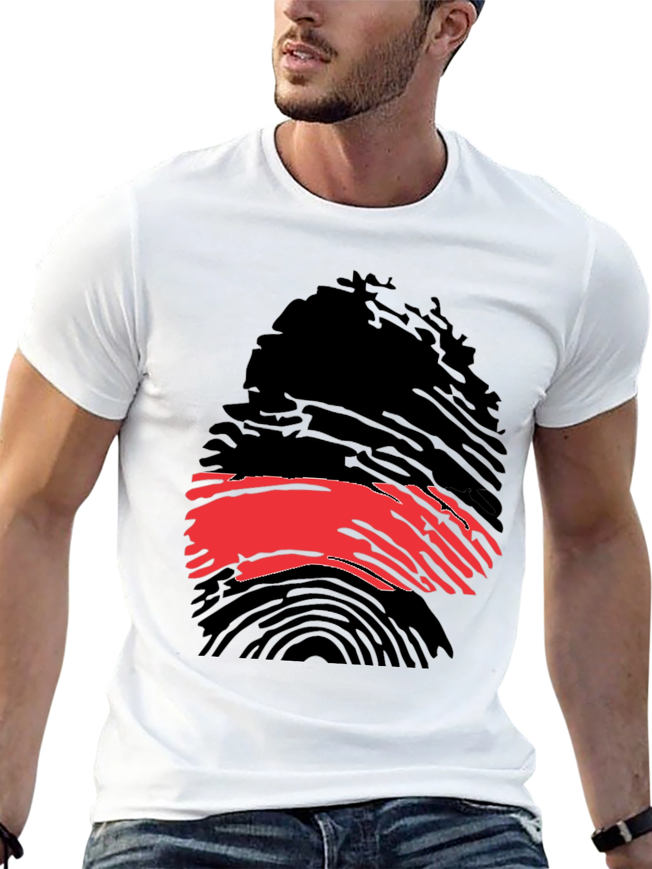 Fingerprint Flag Graphic Tee - Soft Cotton Blend