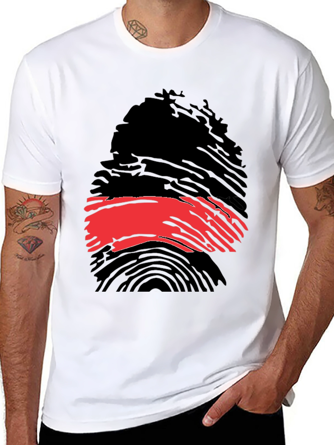 Fingerprint Flag Graphic Tee - Soft Cotton Blend