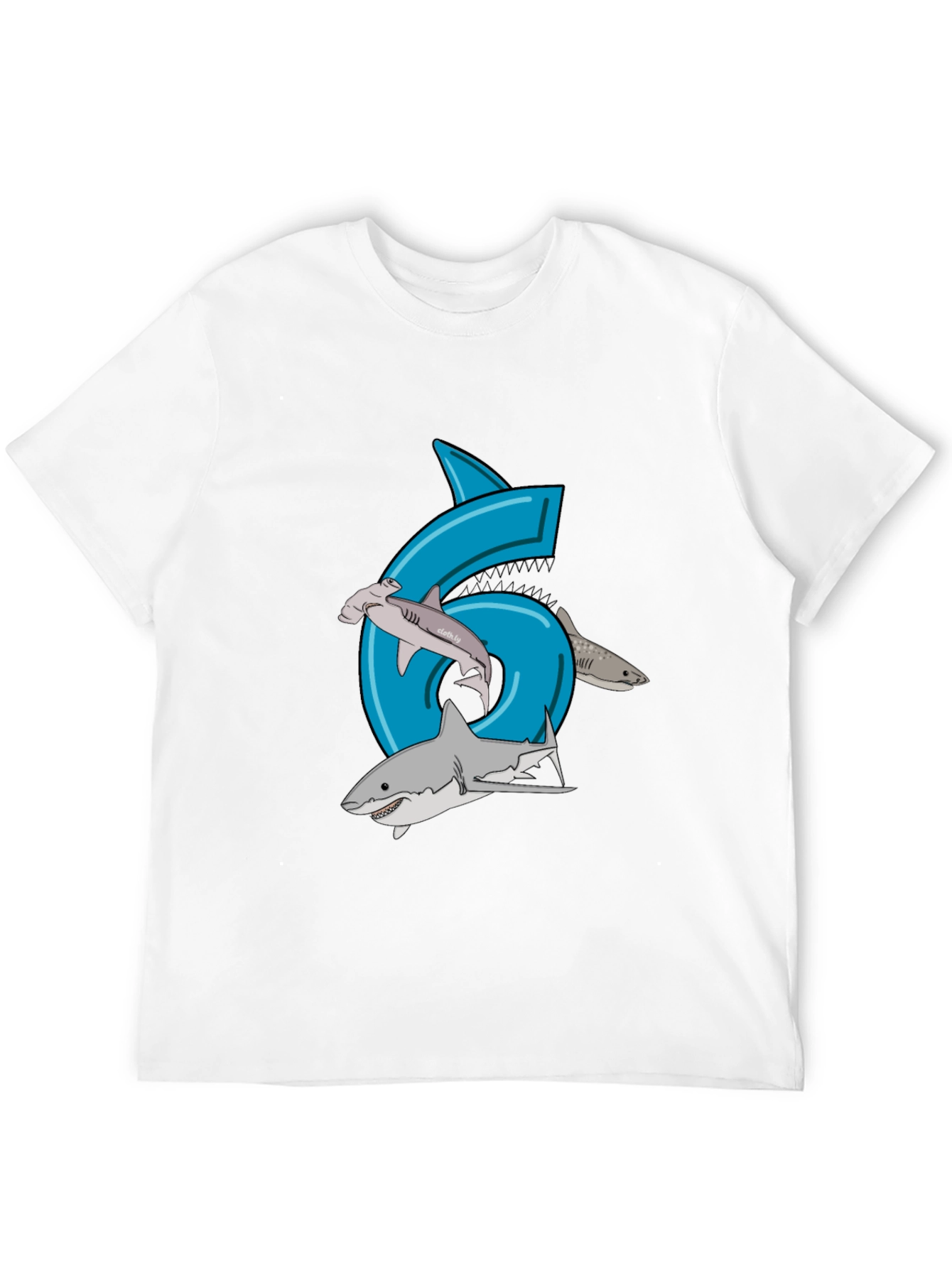 Shark Birthday 6 T-Shirt - Black Cotton