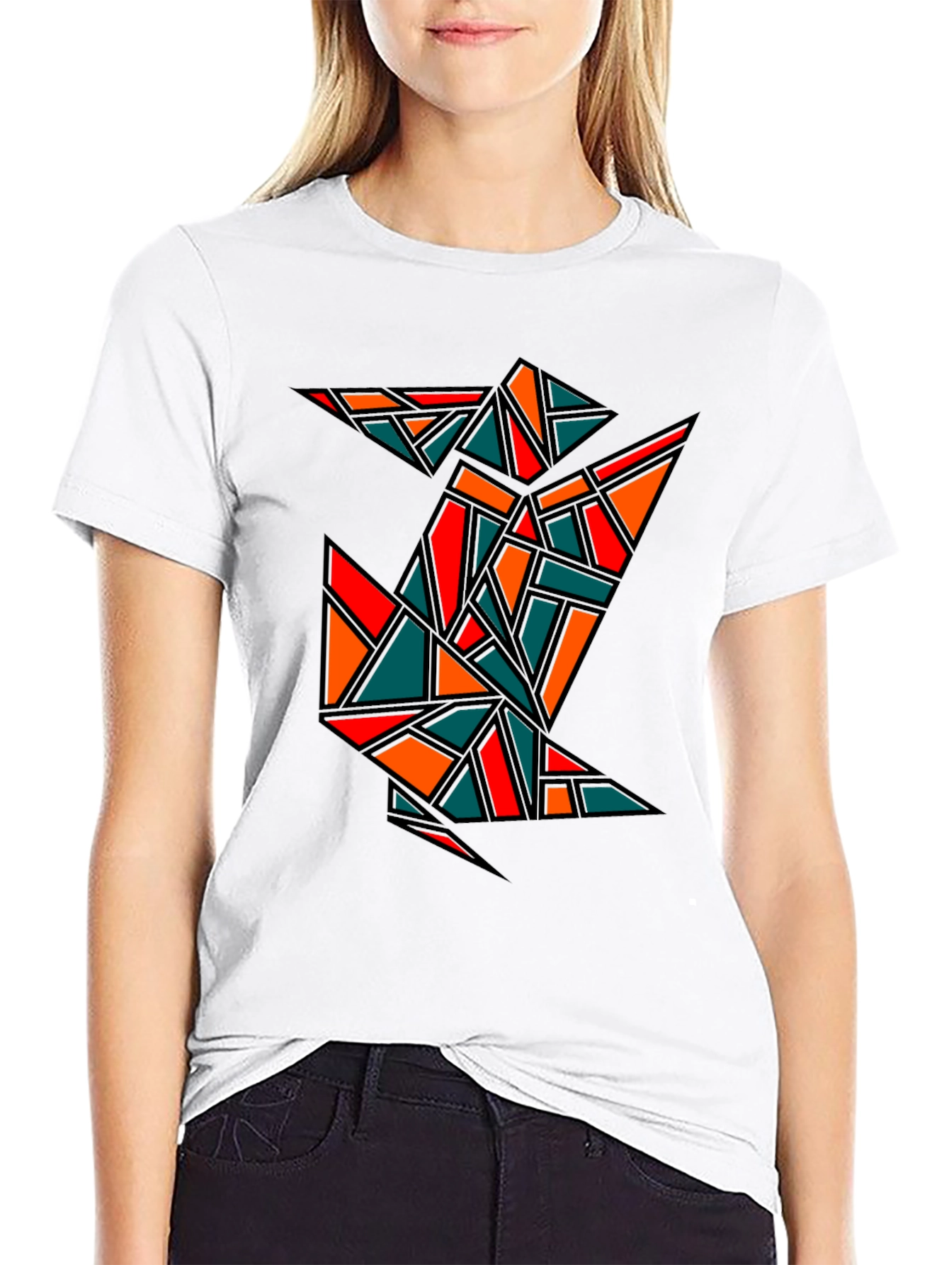 Geometric Crane Black T-Shirt