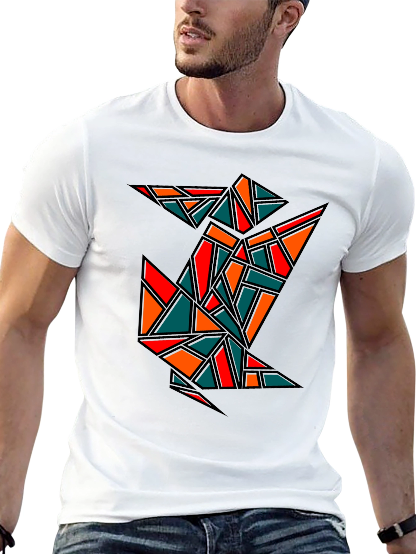 Geometric Crane Black T-Shirt
