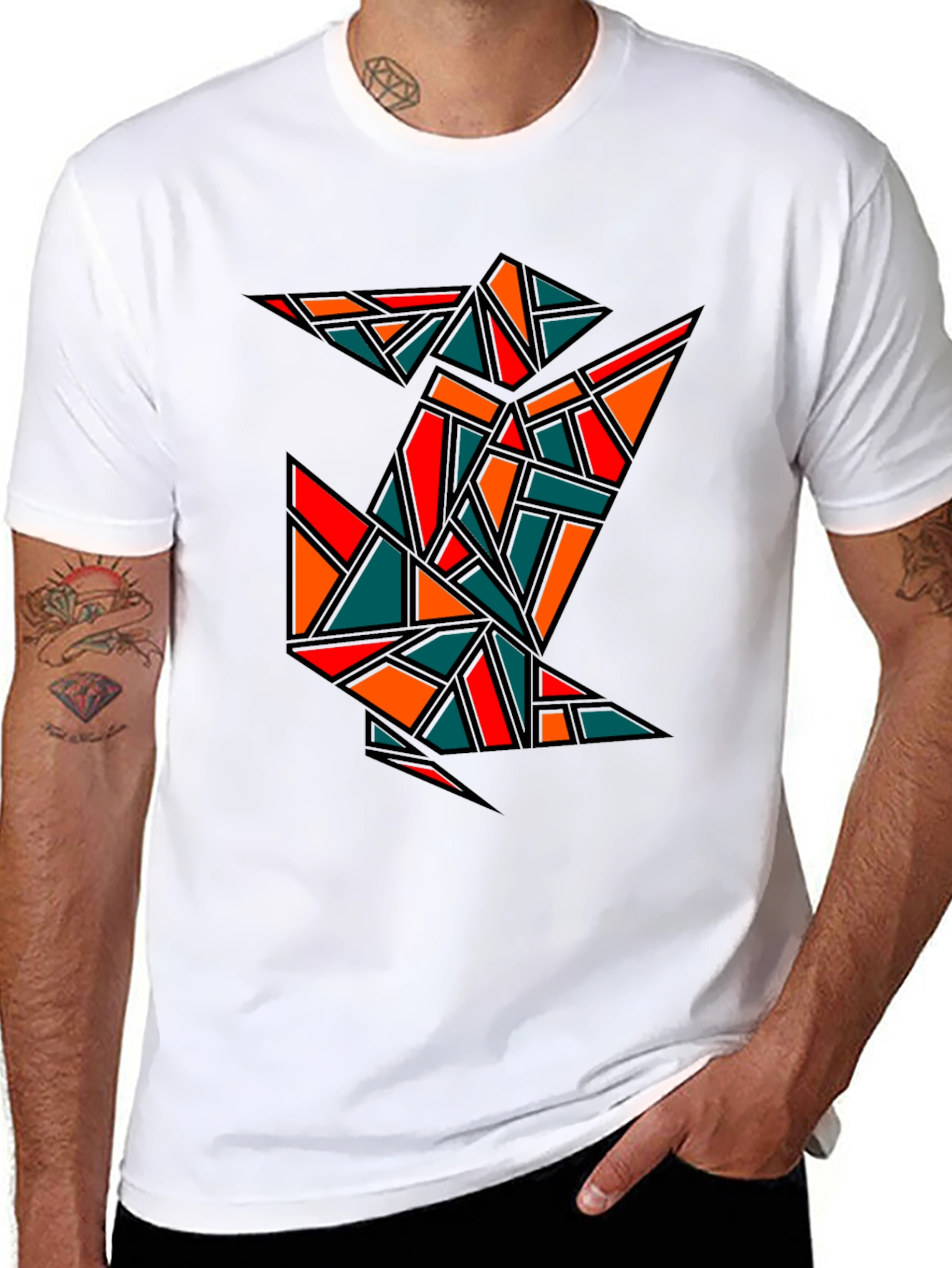Geometric Crane Black T-Shirt