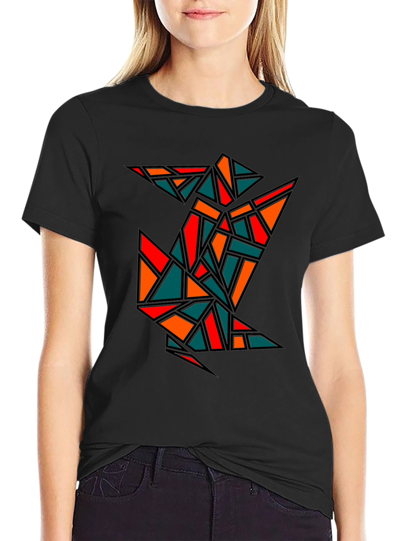 Geometric Crane Black T-Shirt