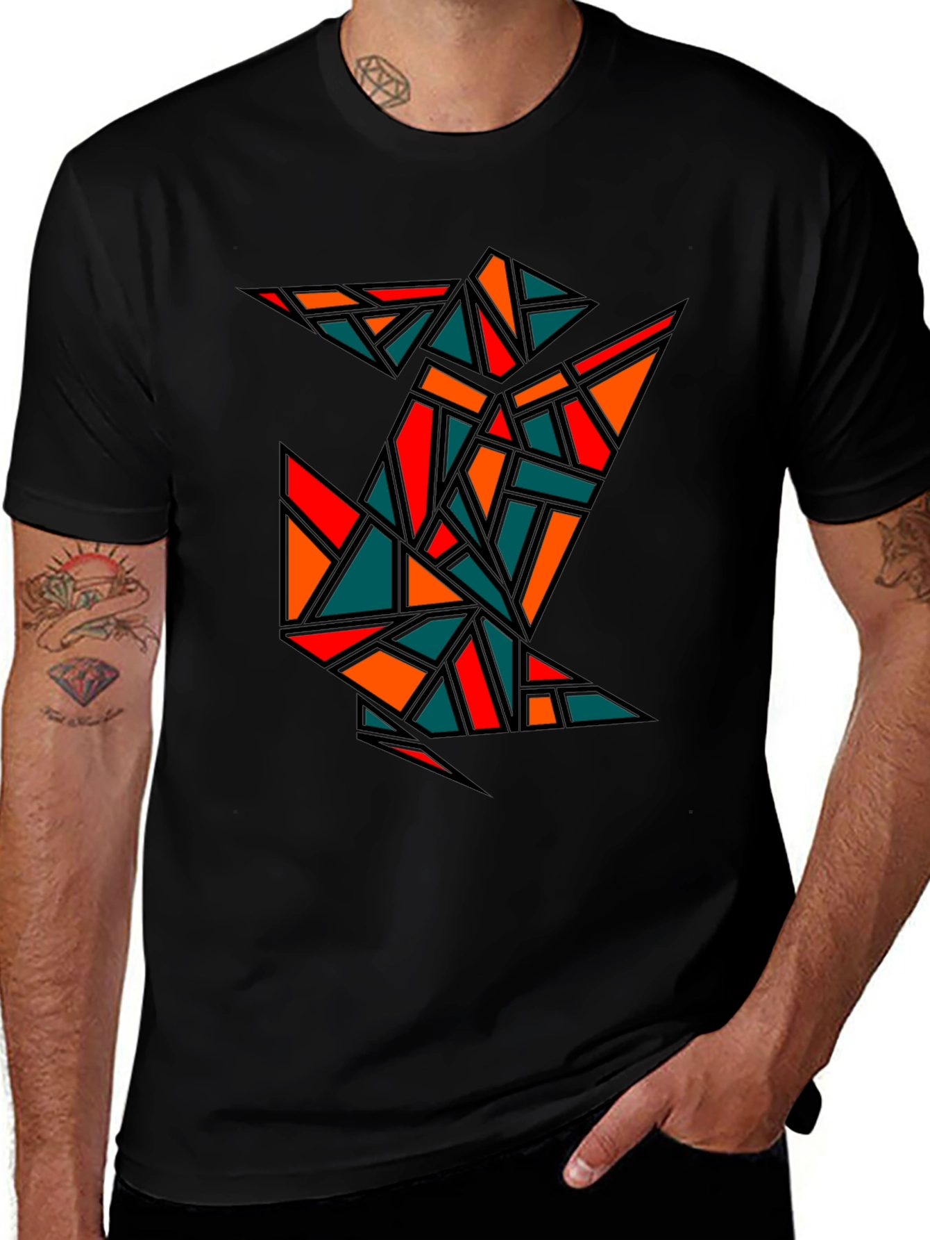 Geometric Crane Black T-Shirt
