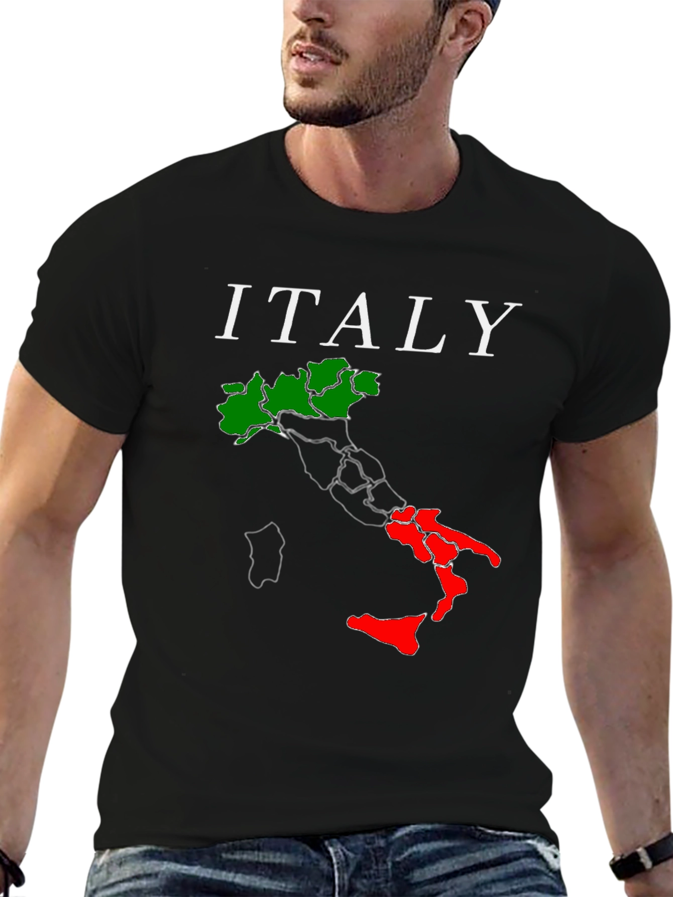 Italy Map Graphic T-Shirt - Black Tee