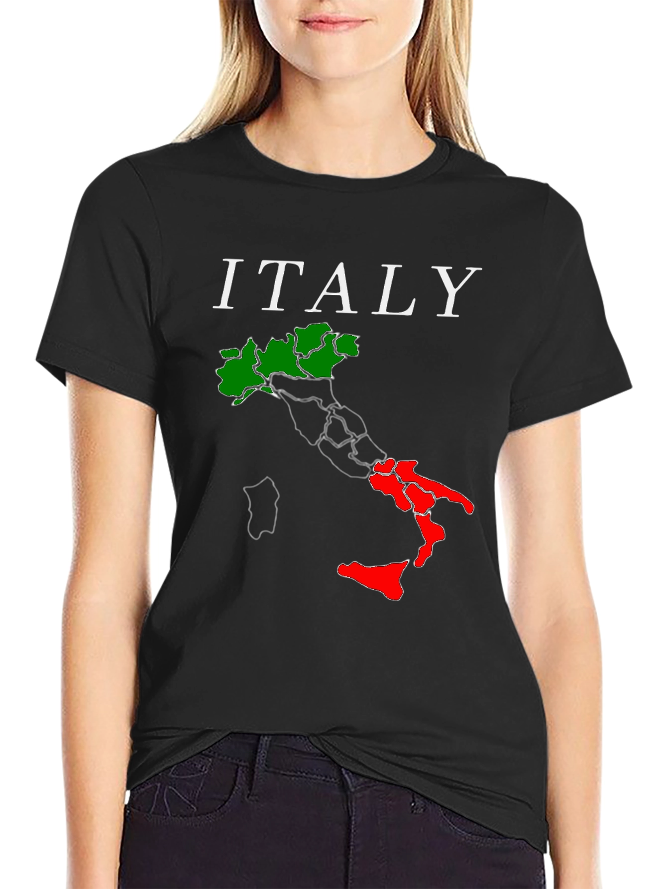Italy Map Graphic T-Shirt - Black Tee
