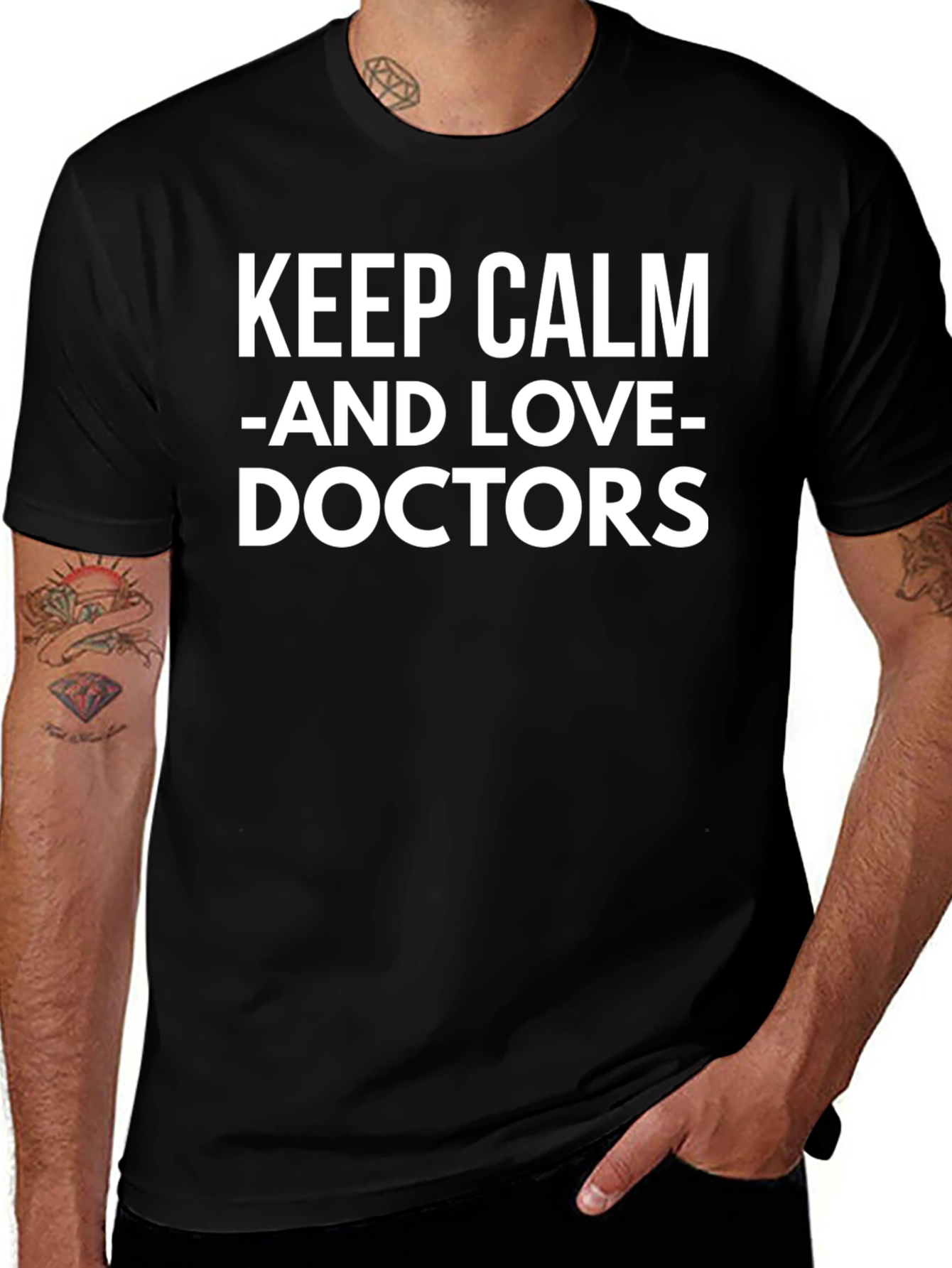 Keep Calm and Love Doctors Black T-Shirt