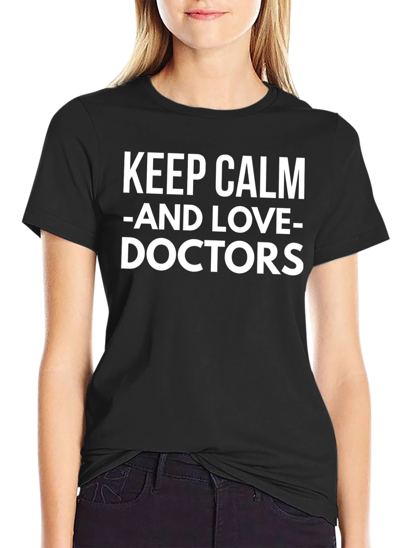 Keep Calm and Love Doctors Black T-Shirt