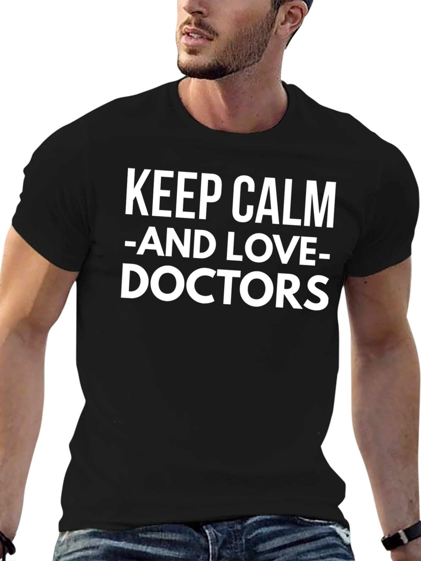 Keep Calm and Love Doctors Black T-Shirt