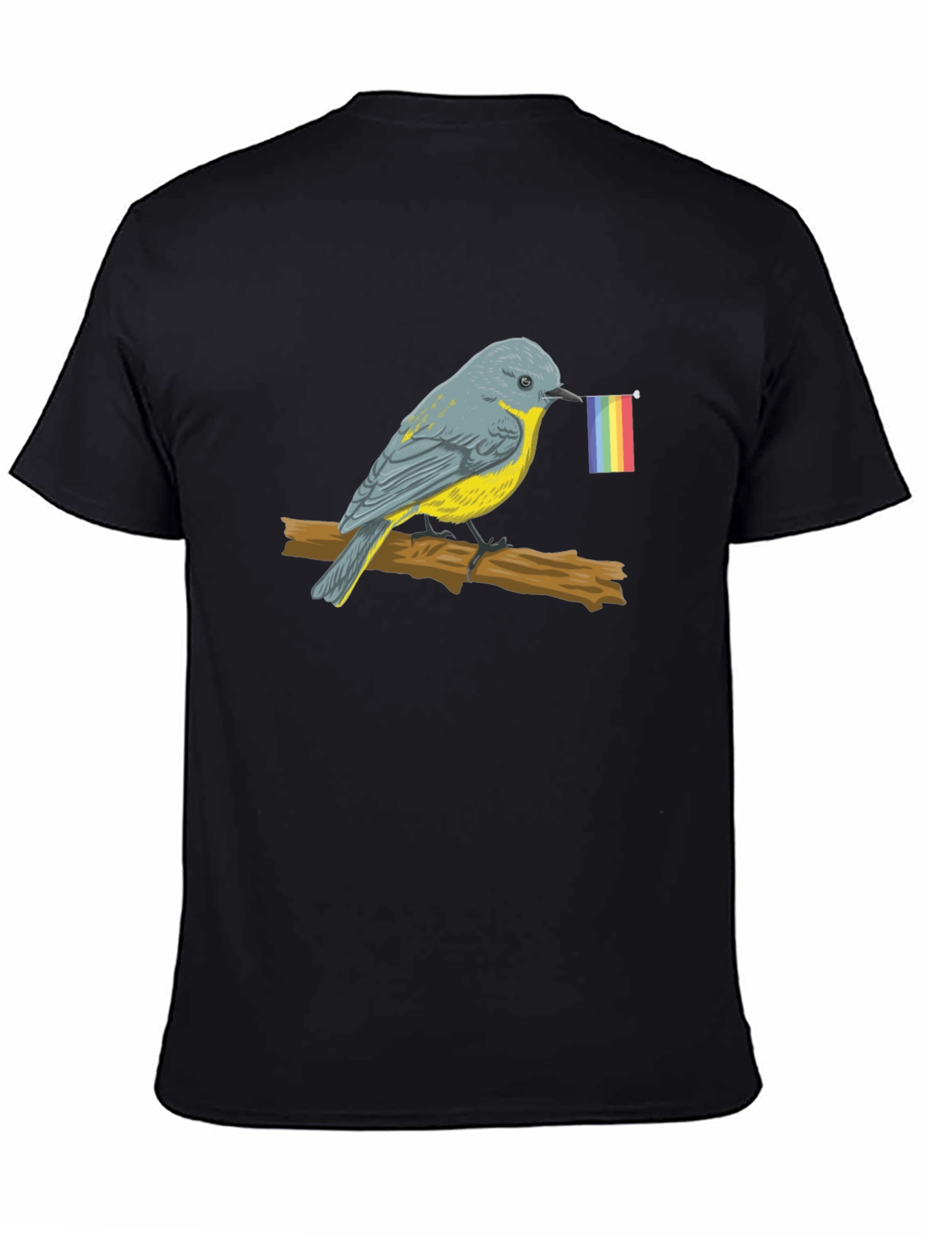 Bird with Pride Flag Graphic Tee - Black