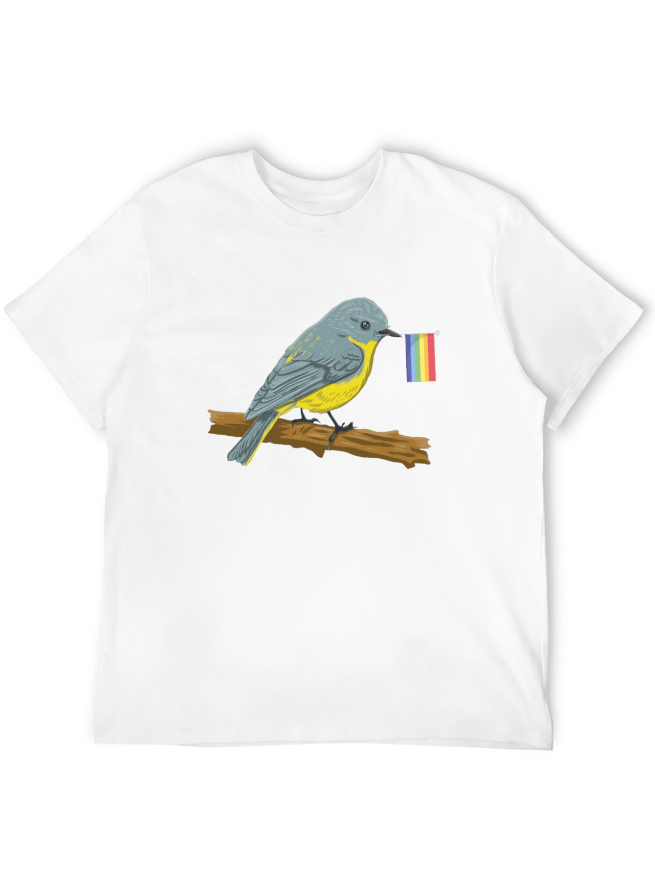 Bird with Pride Flag Graphic Tee - Black