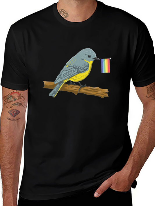 Bird with Pride Flag Graphic Tee - Black