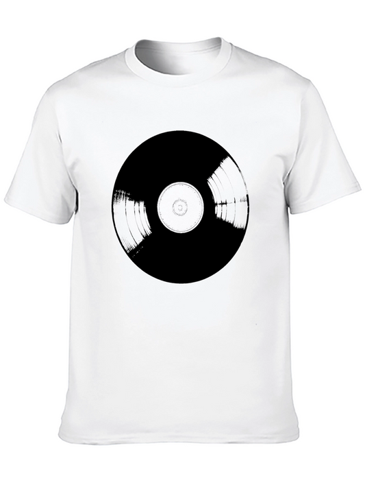 Vinyl Record Graphic T-Shirt - Black Casual Tee
