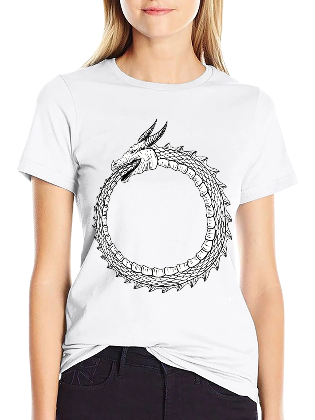 Ouroboros Dragon Graphic Tee - Black Cotton Blend