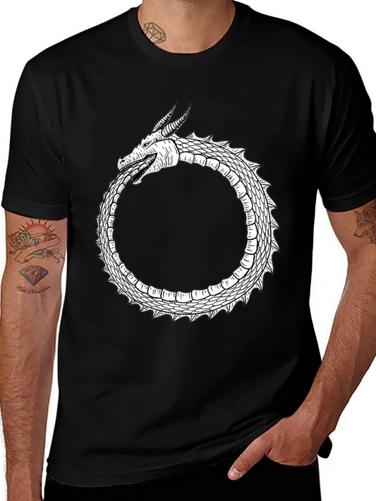 Ouroboros Dragon Graphic Tee - Black Cotton Blend