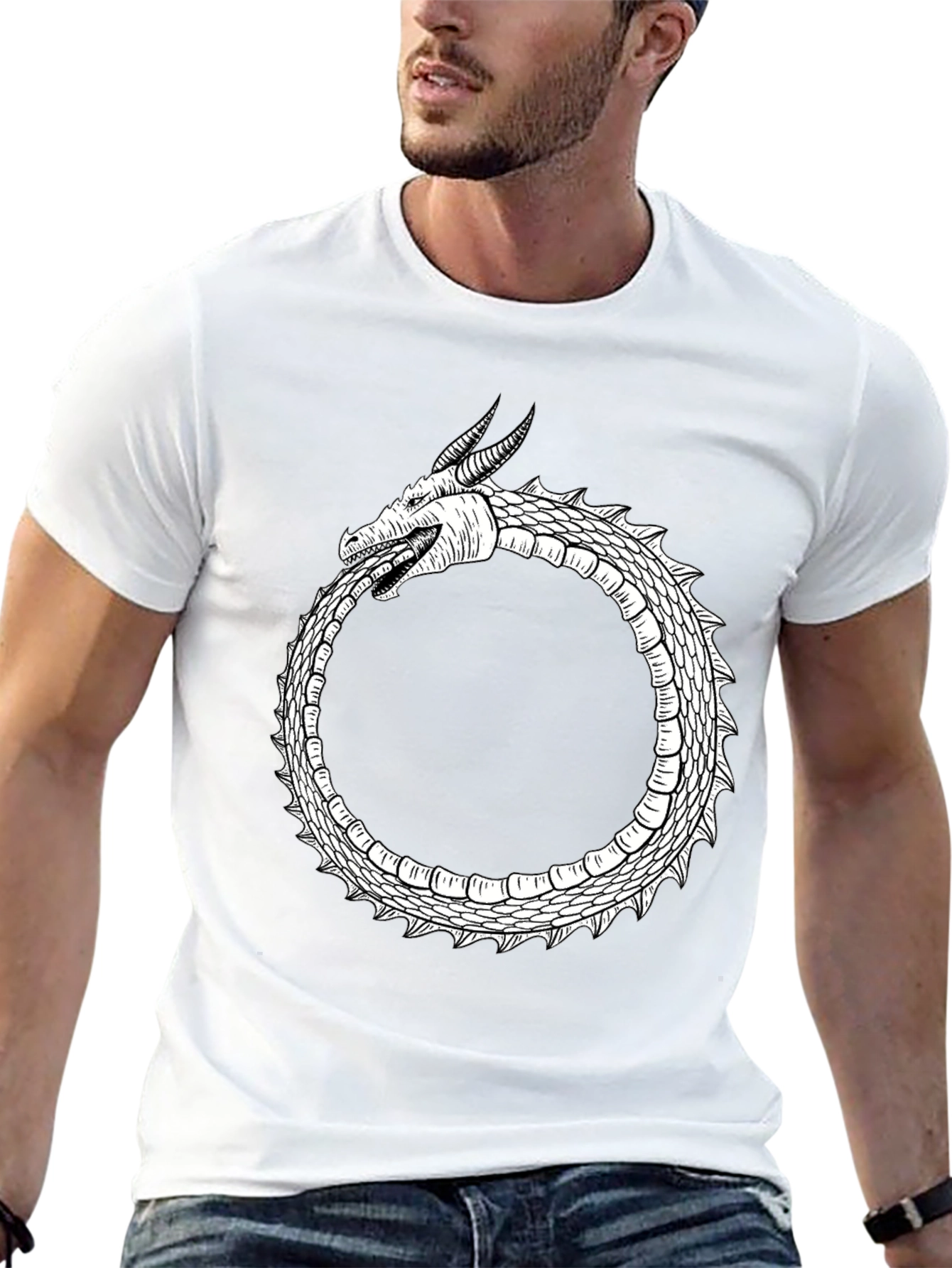 Ouroboros Dragon Graphic Tee - Black Cotton Blend