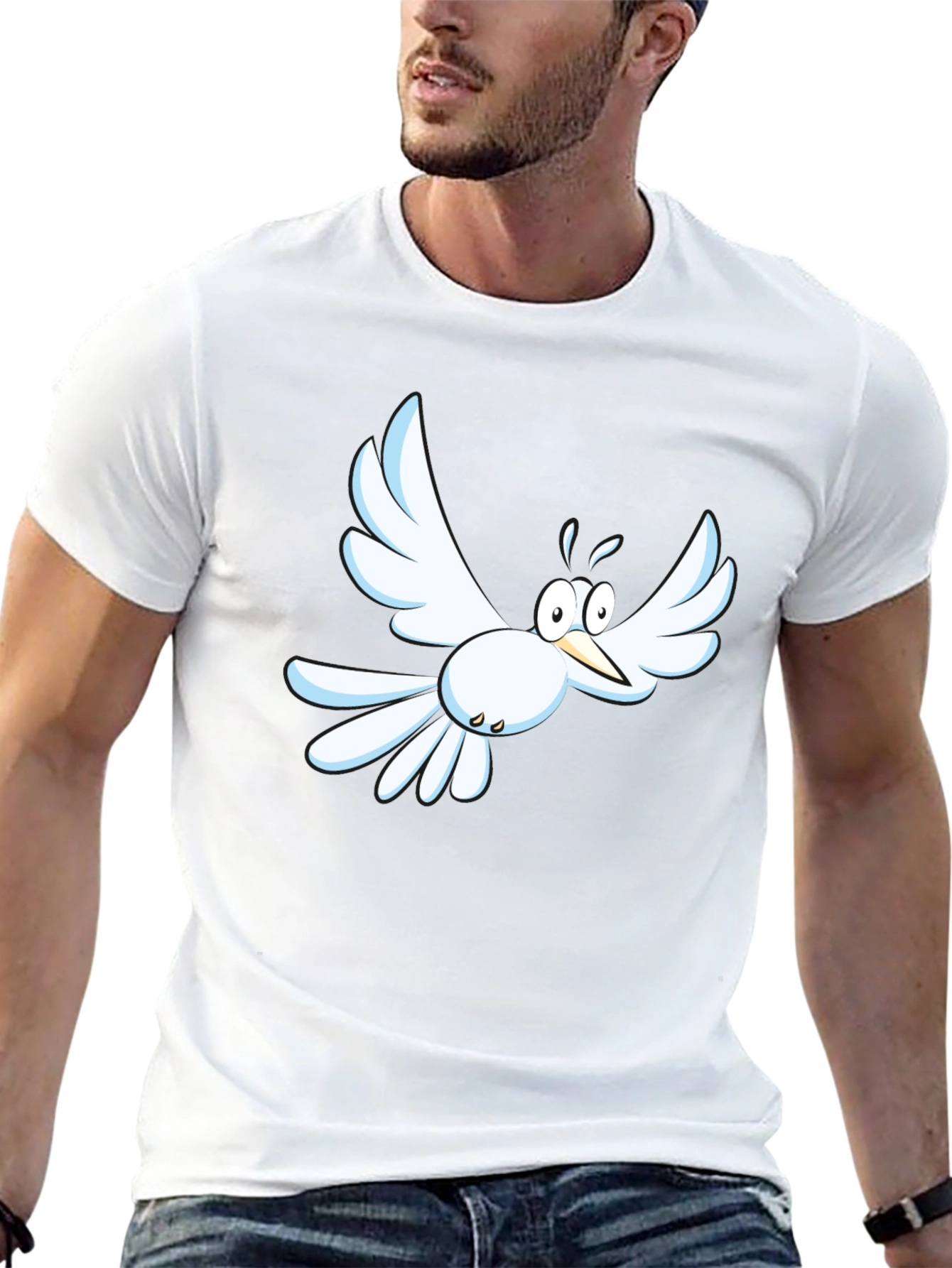 Cartoon Bird Graphic Tee - Mens Black T-Shirt
