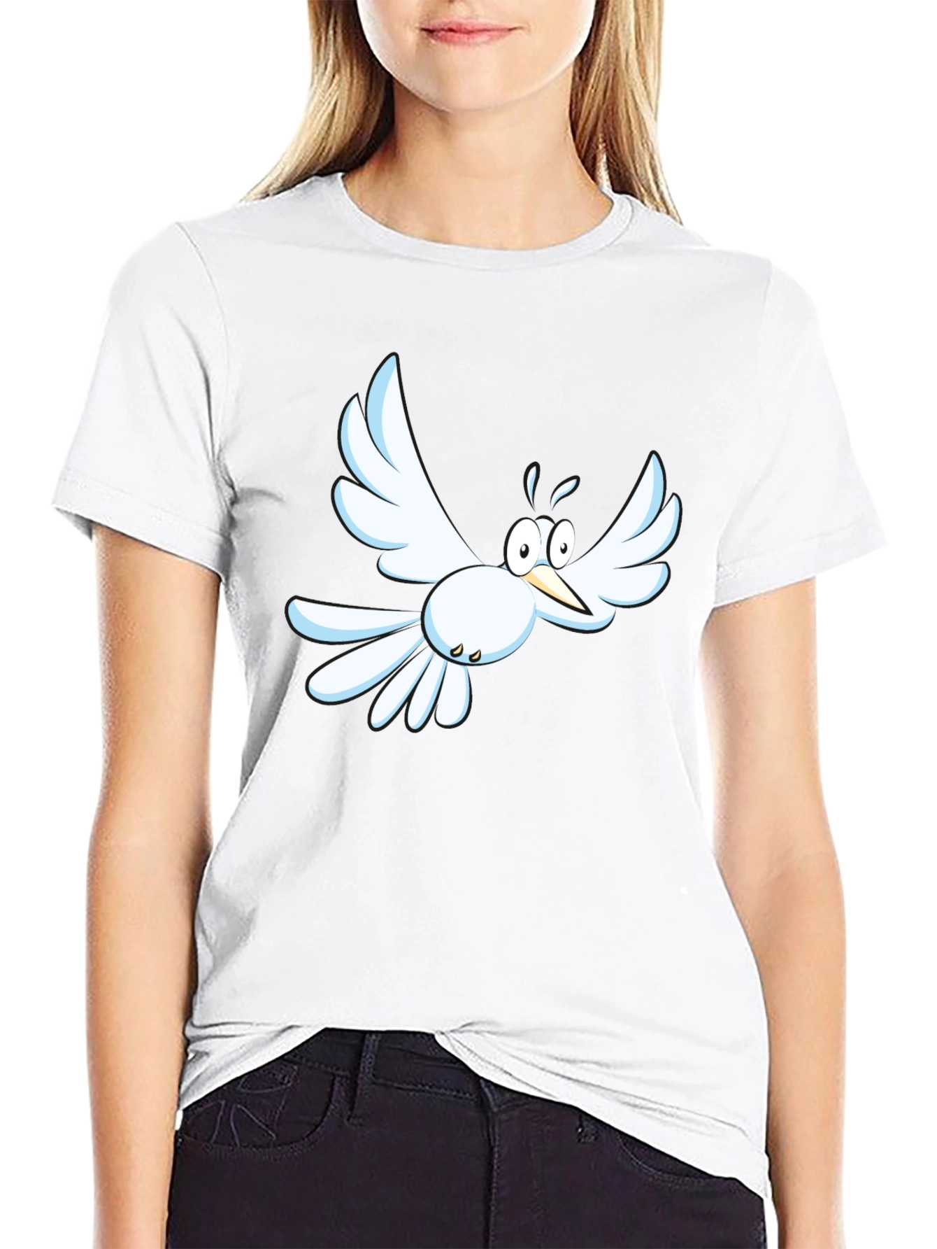 Cartoon Bird Graphic Tee - Mens Black T-Shirt