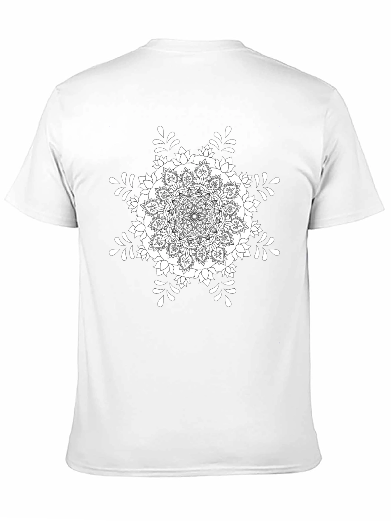 Black T-Shirt with White Mandala Design