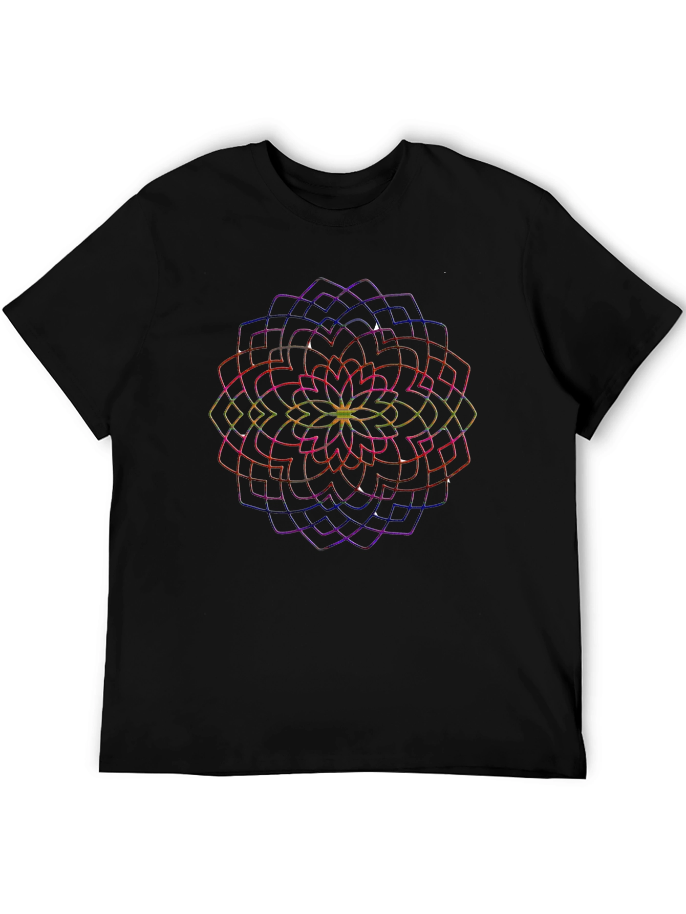 Vibrant Mandala Graphic Black T-Shirt