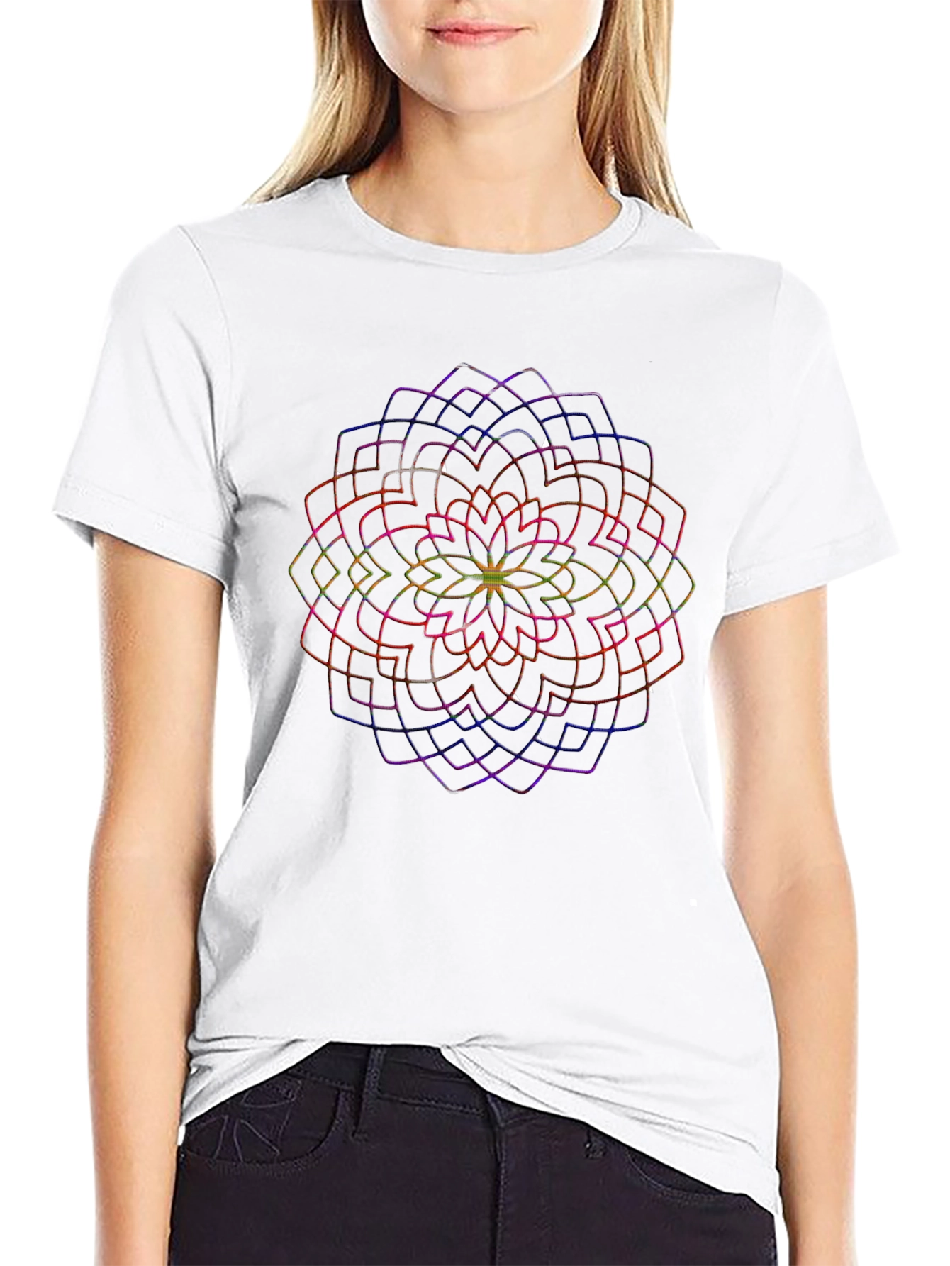 Vibrant Mandala Graphic Black T-Shirt