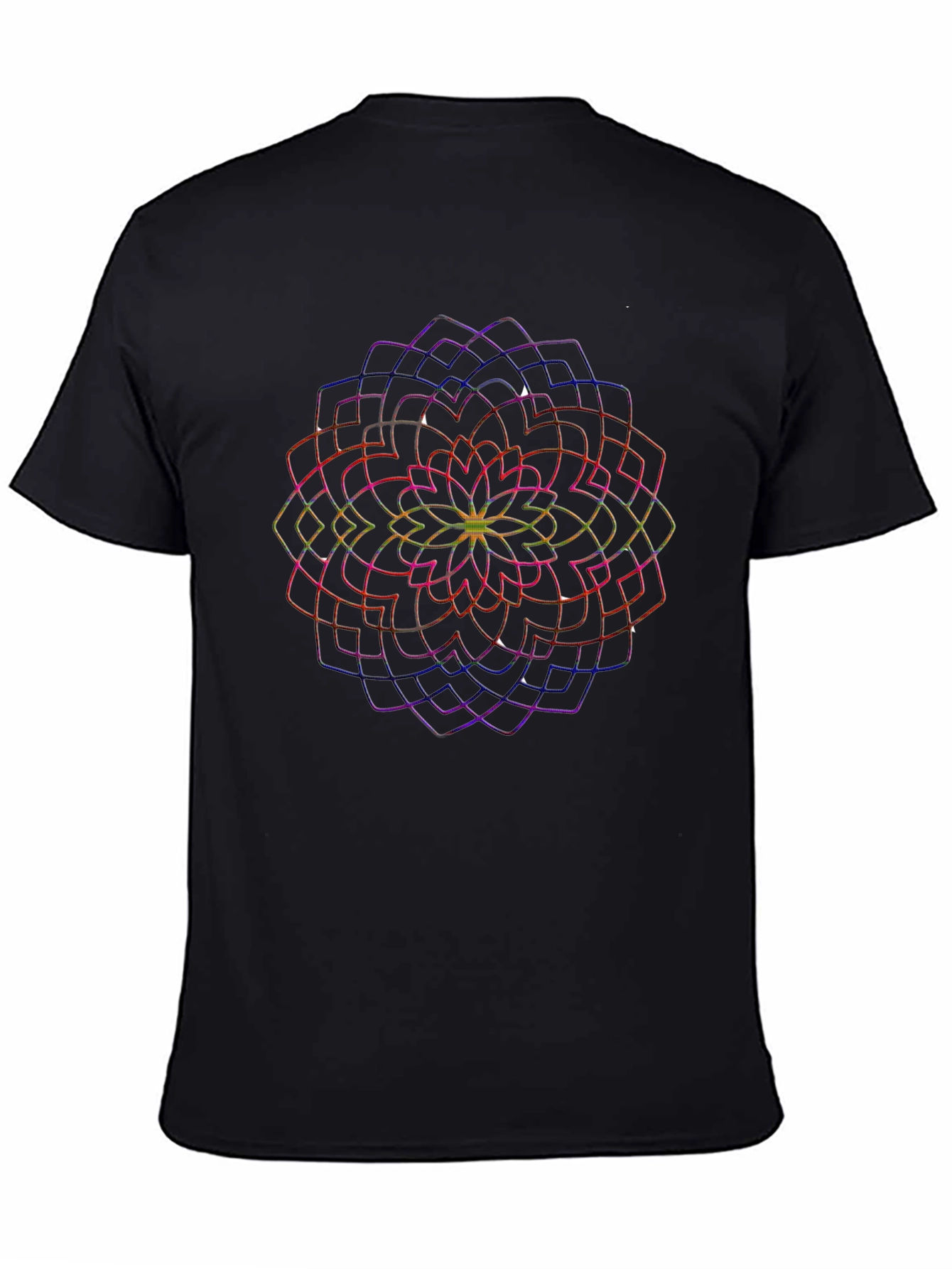 Vibrant Mandala Graphic Black T-Shirt