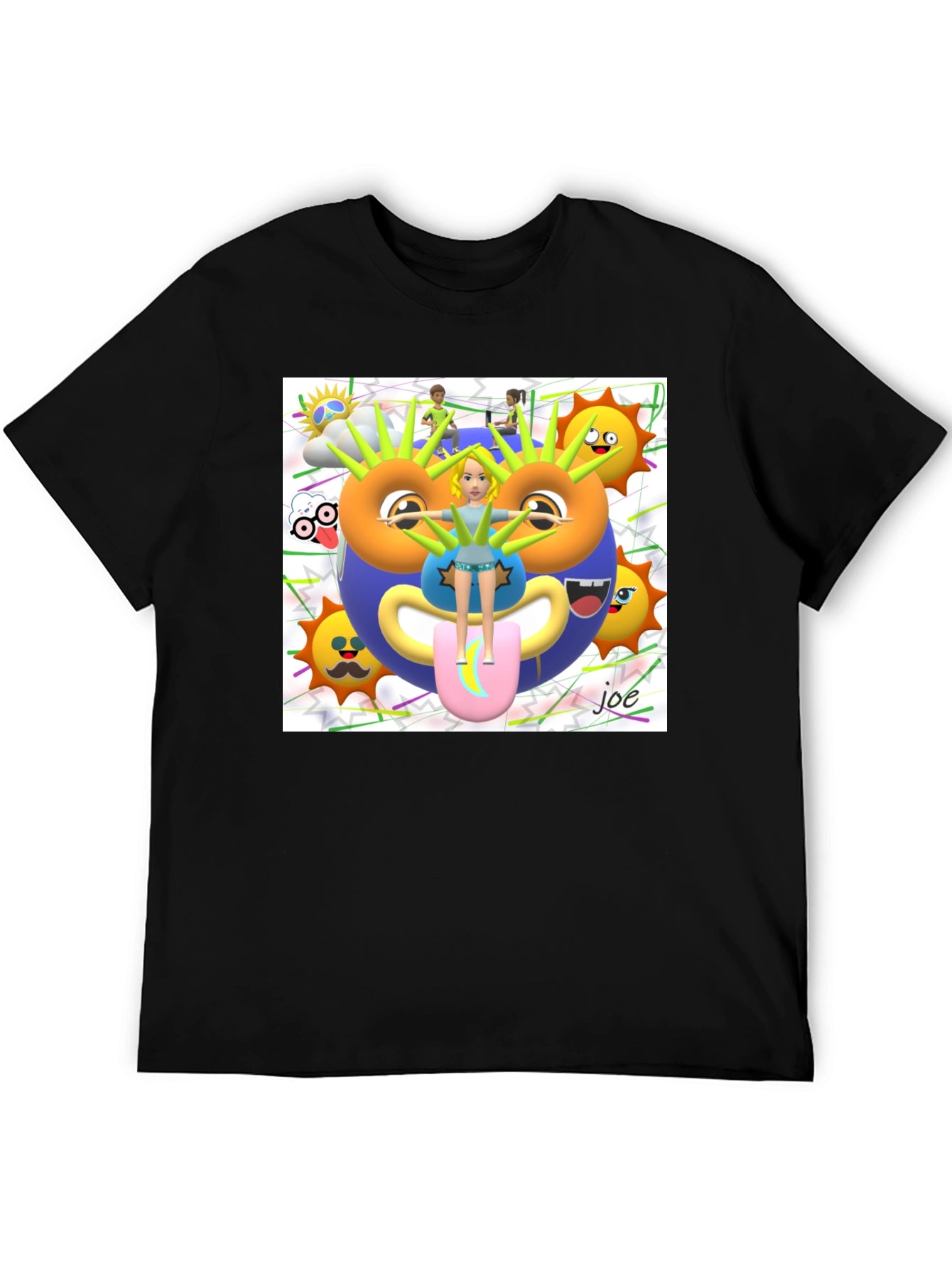 Graphic Print Mens Black T-Shirt