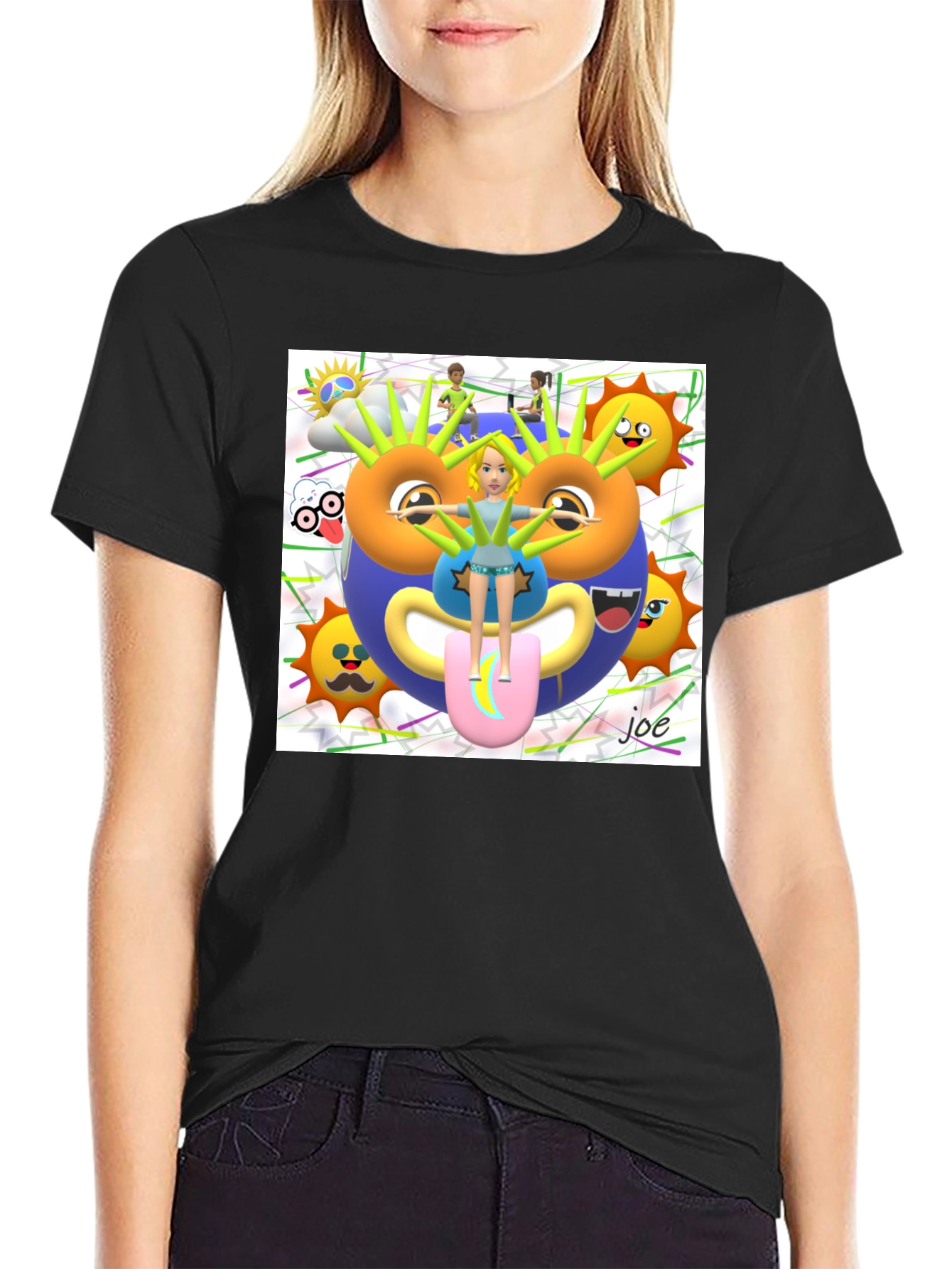 Graphic Print Mens Black T-Shirt