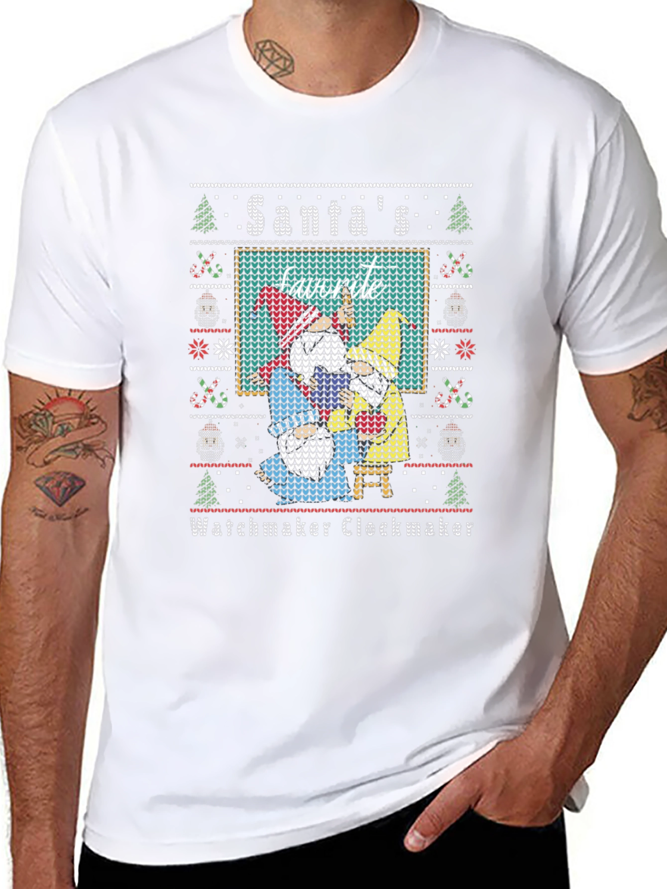 Santas Favorite Watchmaker Clockmaker Ugly Christmas Sweater T-Shirt
