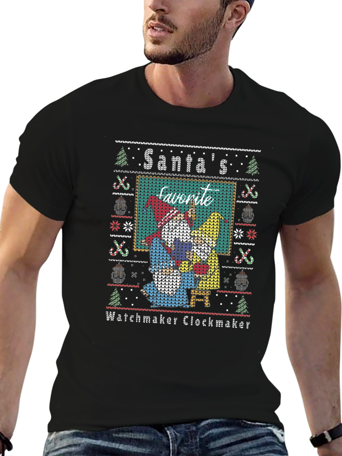 Santas Favorite Watchmaker Clockmaker Ugly Christmas Sweater T-Shirt