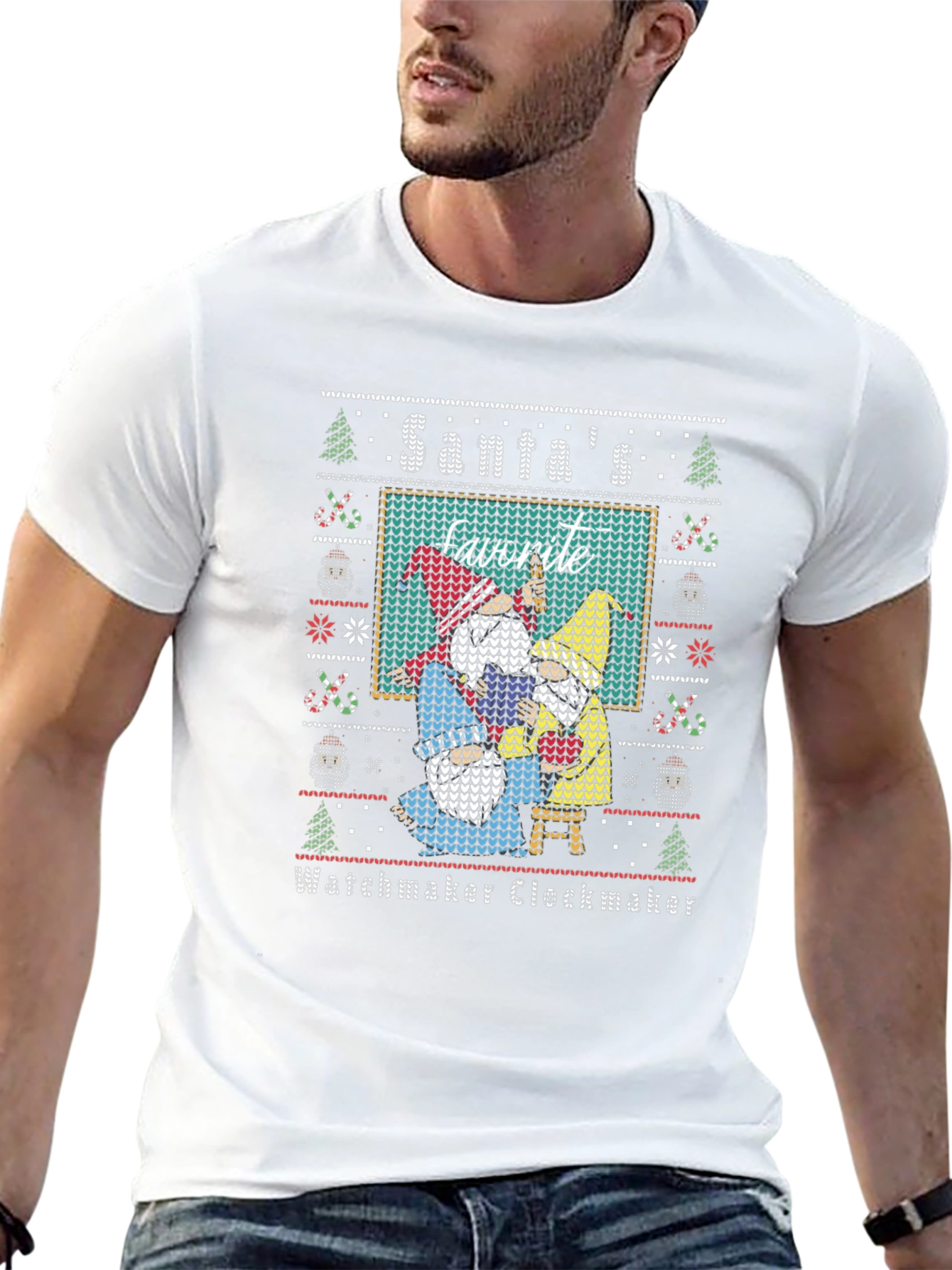 Santas Favorite Watchmaker Clockmaker Ugly Christmas Sweater T-Shirt