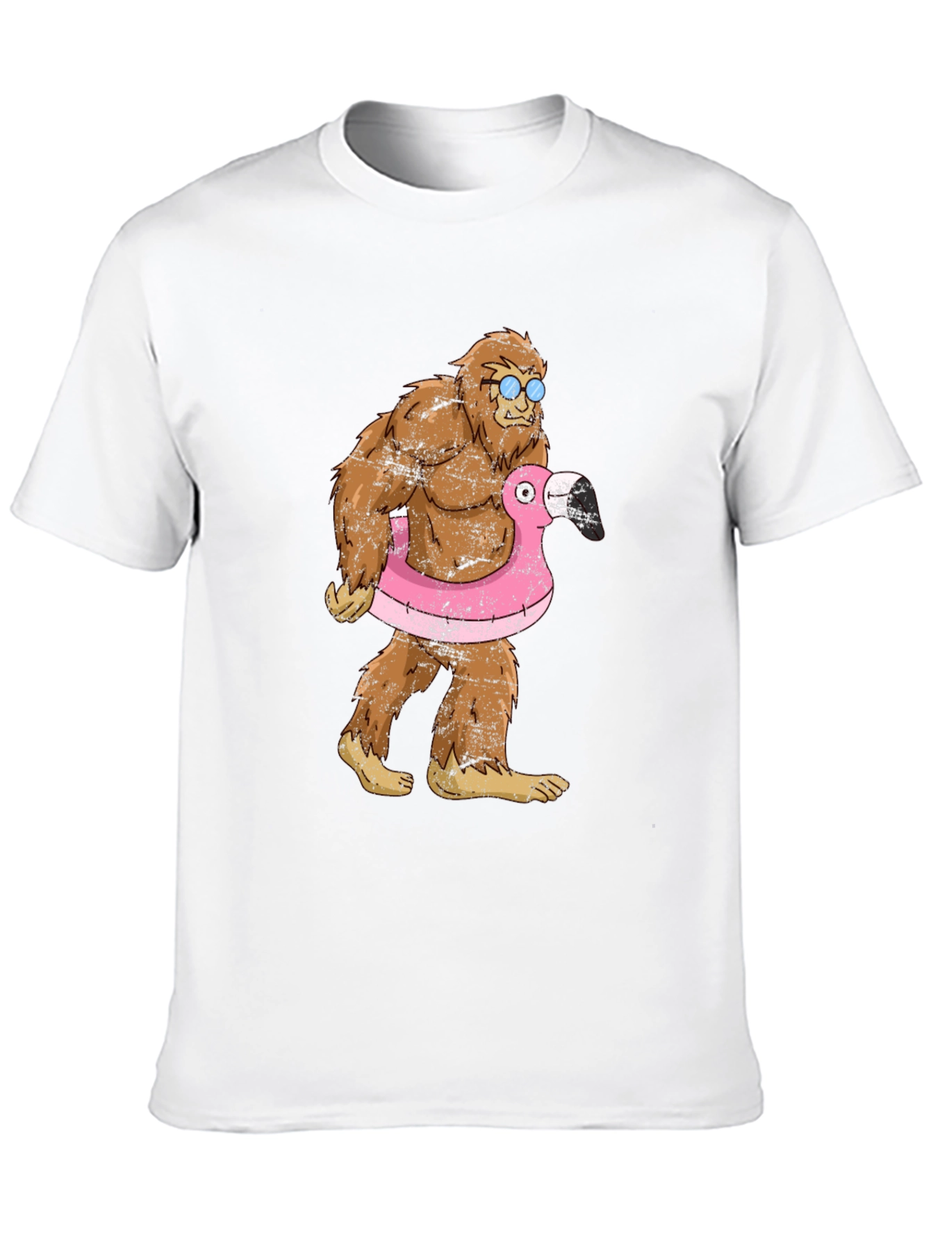 Bigfoot Flamingo Float T-Shirt - Funny Summer Tee