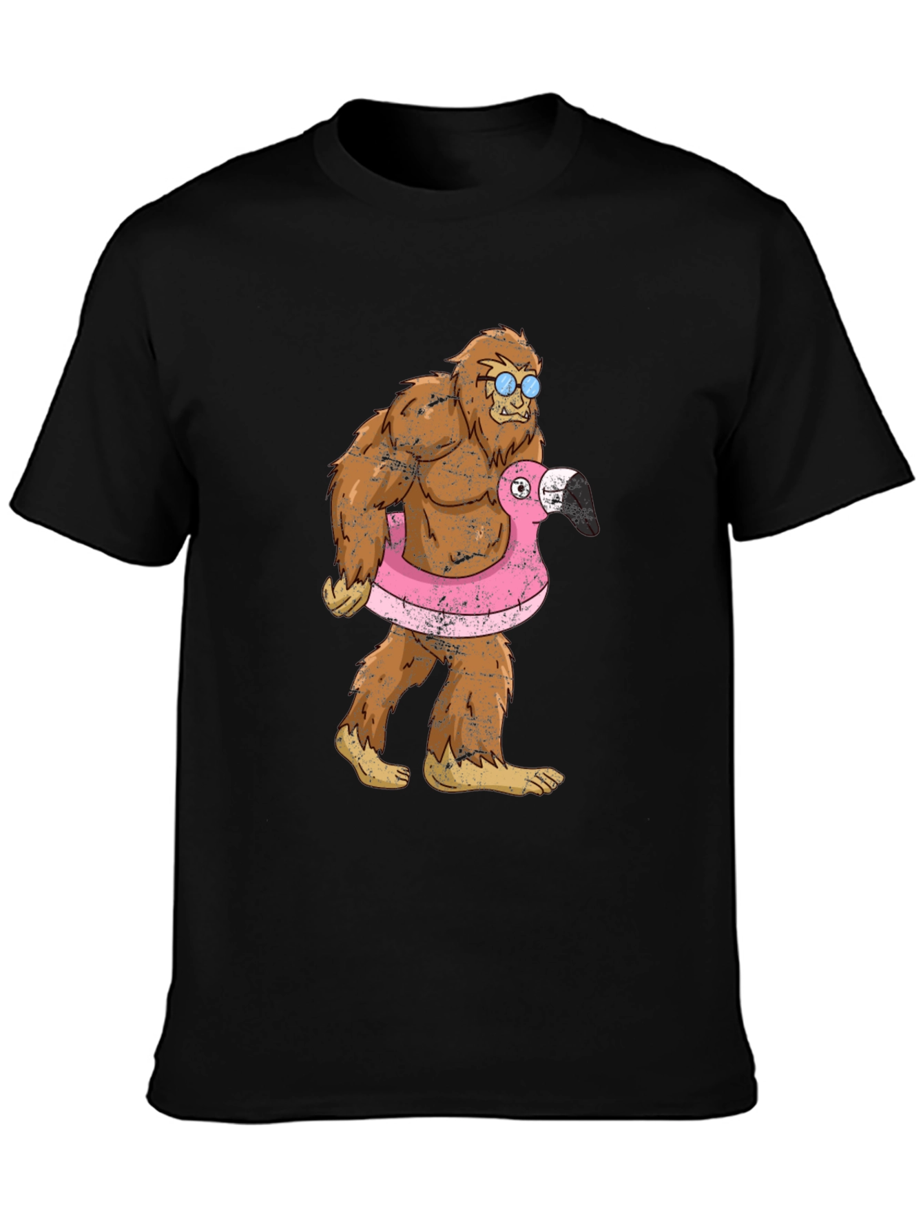 Bigfoot Flamingo Float T-Shirt - Funny Summer Tee